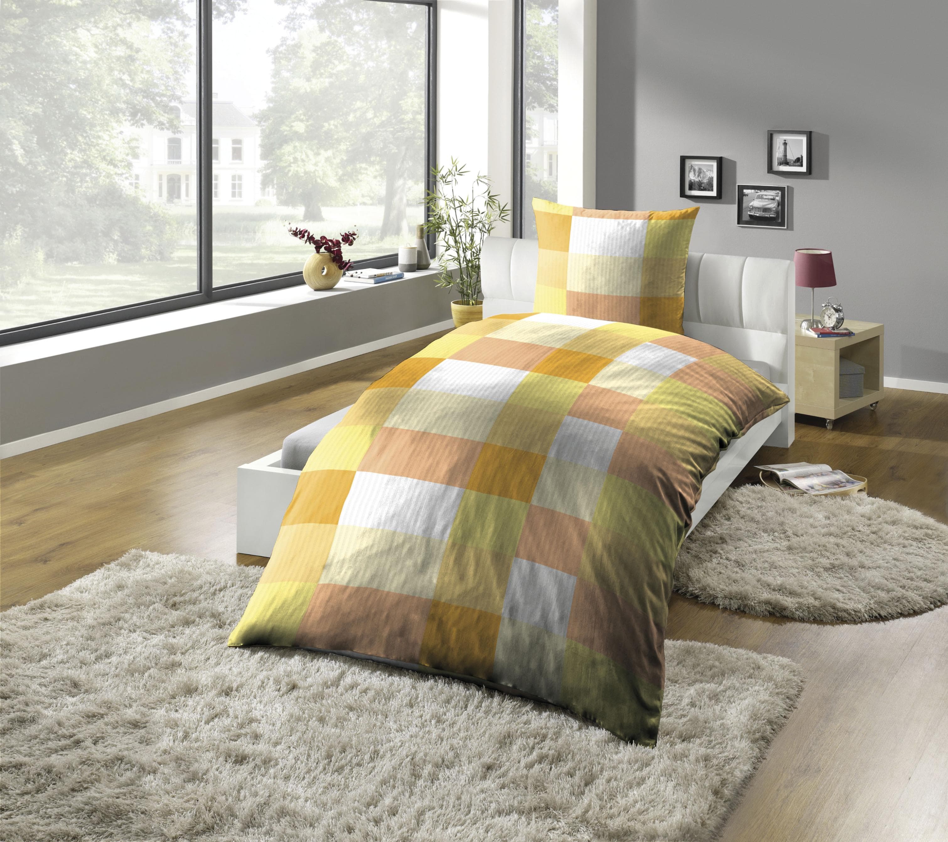 Mikrofaser-Seersucker Bettwäsche "Karo" - Pflegeleicht