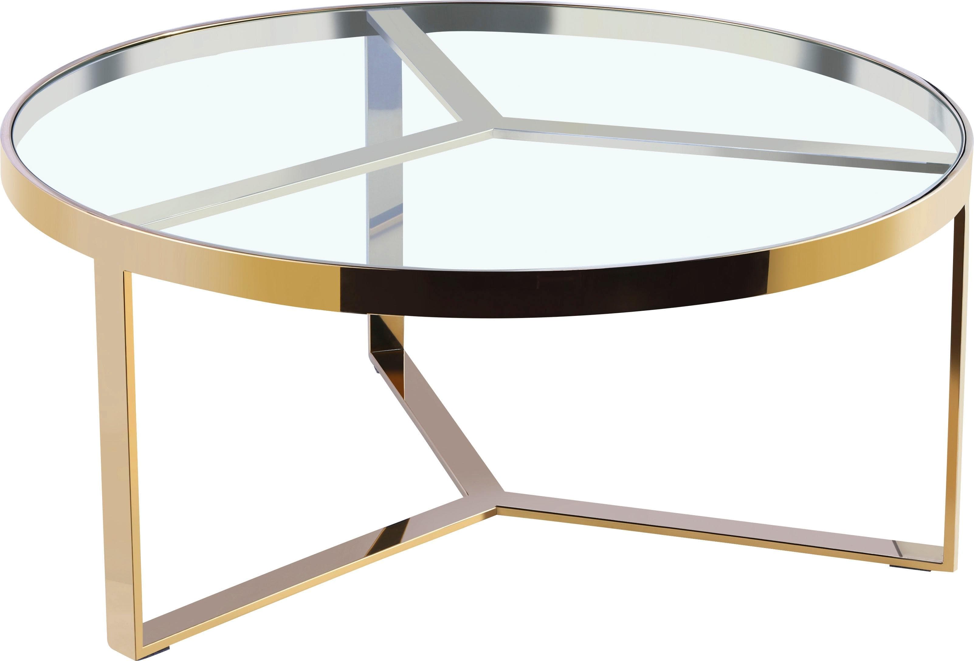 Couchtisch LEONIQUE Palmer Gold Glas Sternfuß