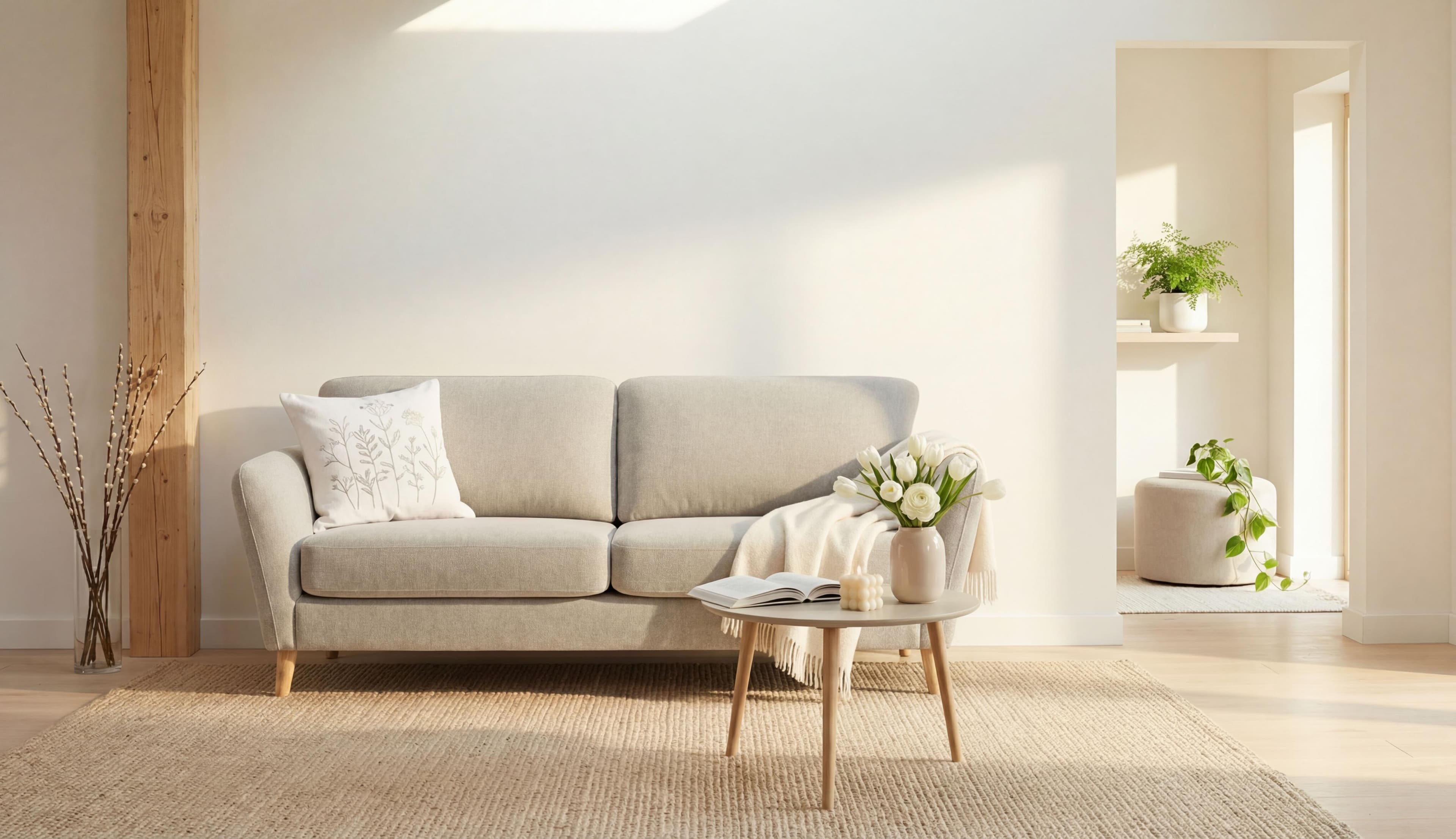 HOME AFFAIRE MARSEILLE 3er Sofa Beige Webstoff Landhausstil
