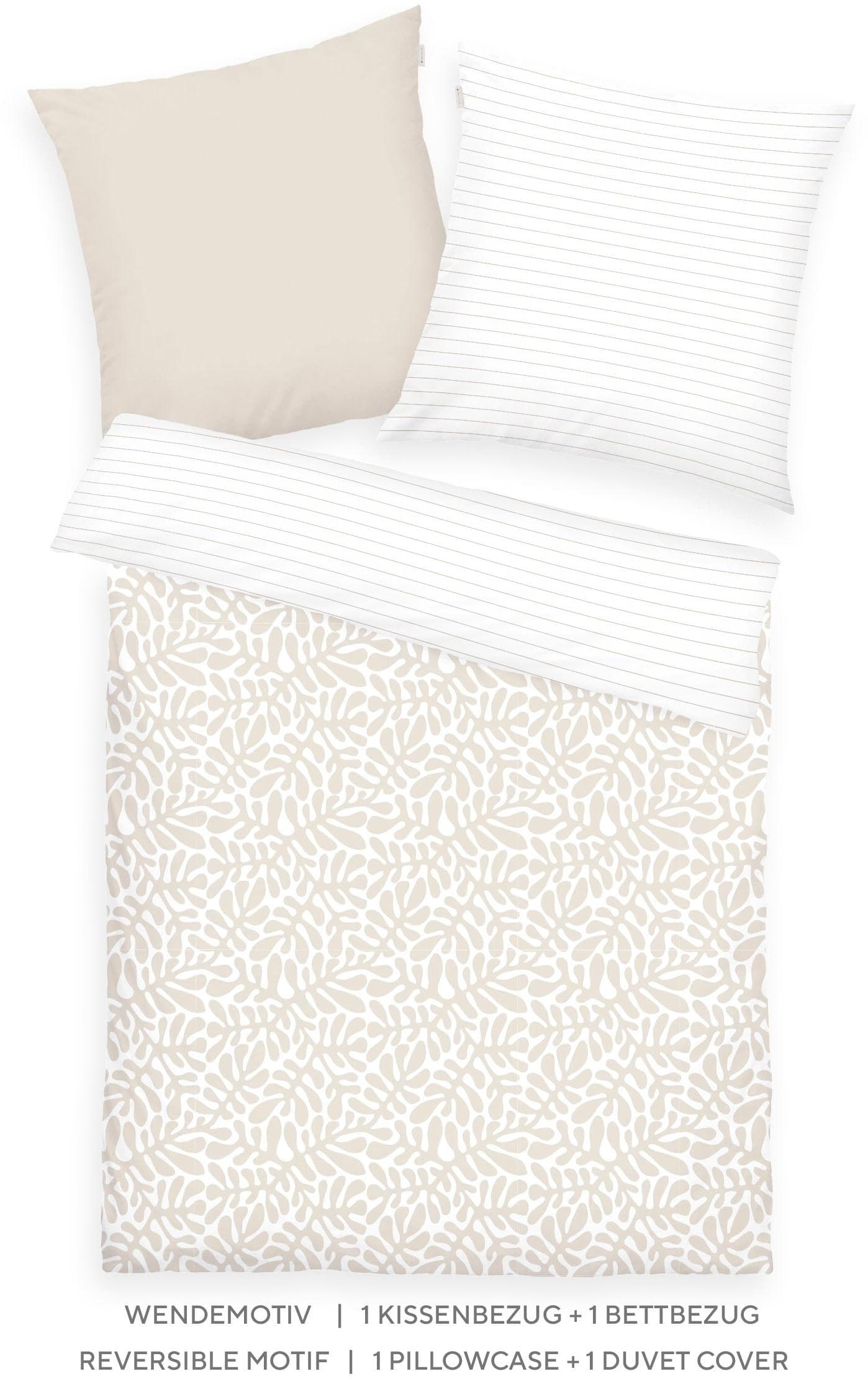 TOM TAILOR HOME Wendebettwäsche ORGANIC LEAVES Beige Renforcé