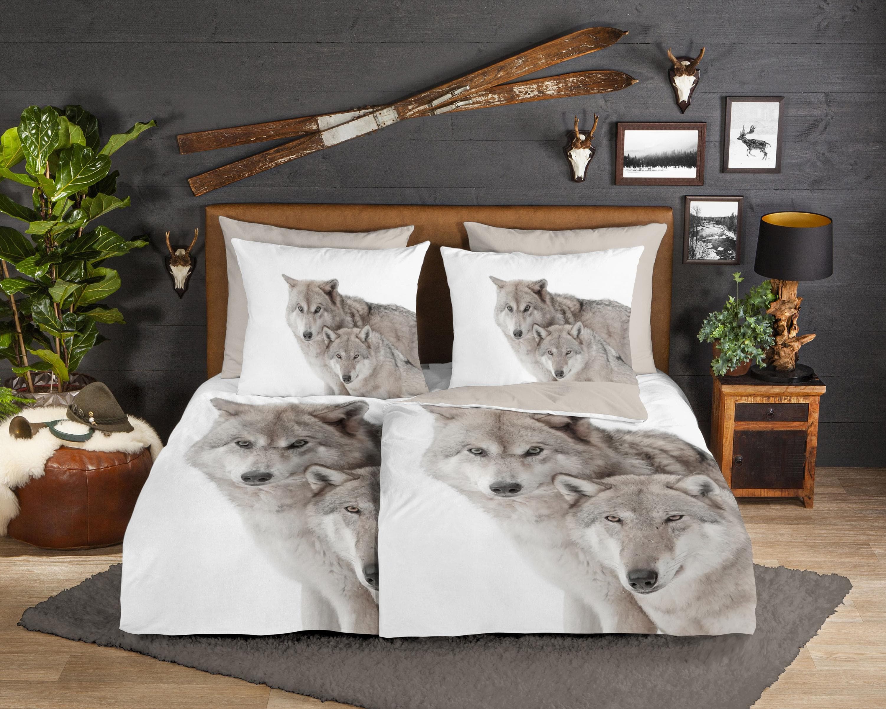 GOOD MORNING Wendebettwäsche Fera Sand Wolf Biber