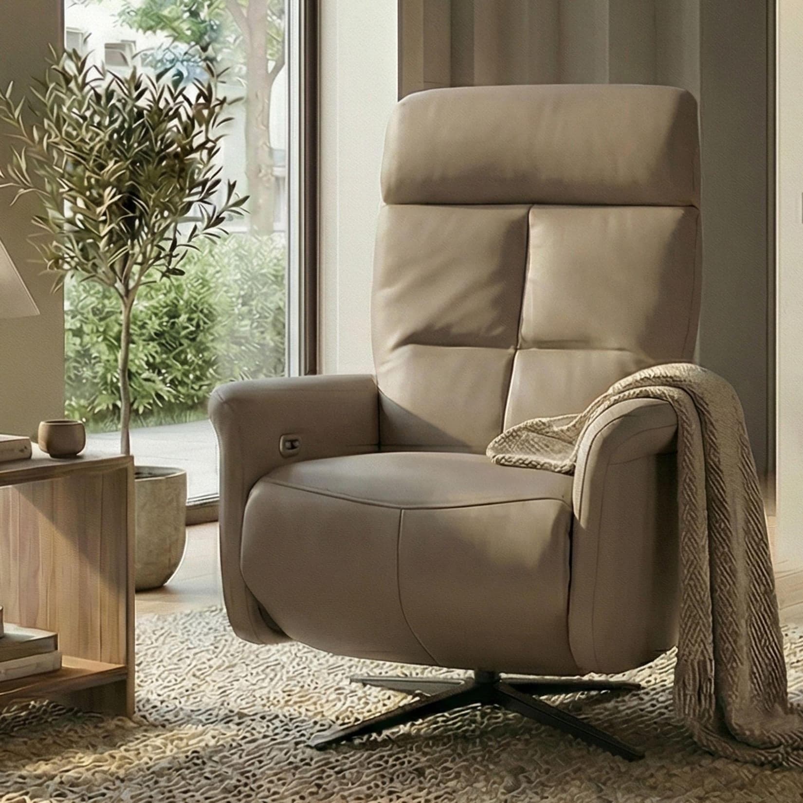 Relaxsessel MCW-L10 TV-Sessel Voll-Leder Taupe