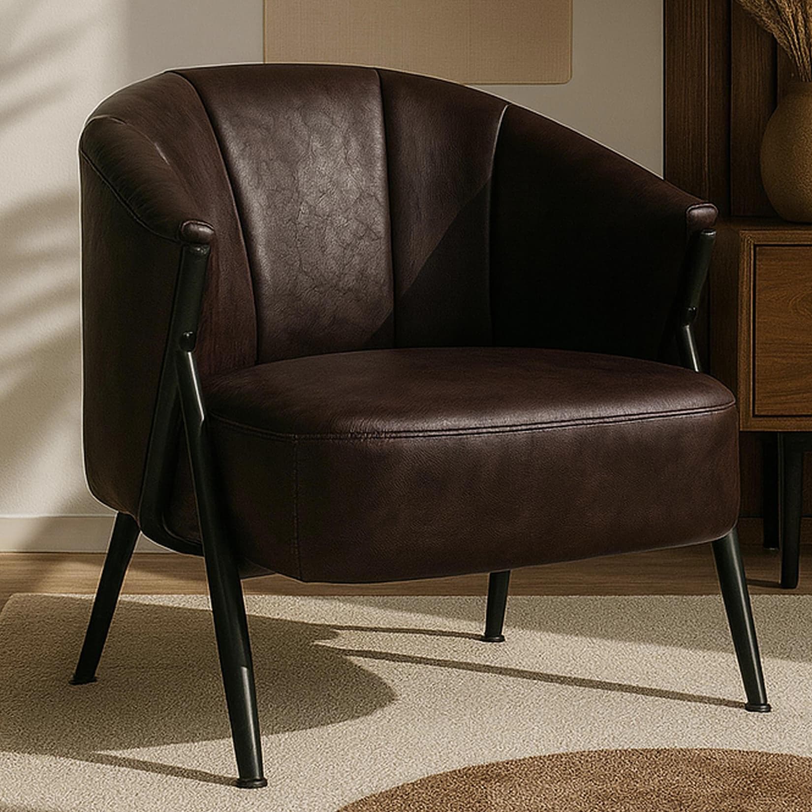 MCW Loungesessel MCW-P30-1 Industrial-Vintage-Look Kunstleder