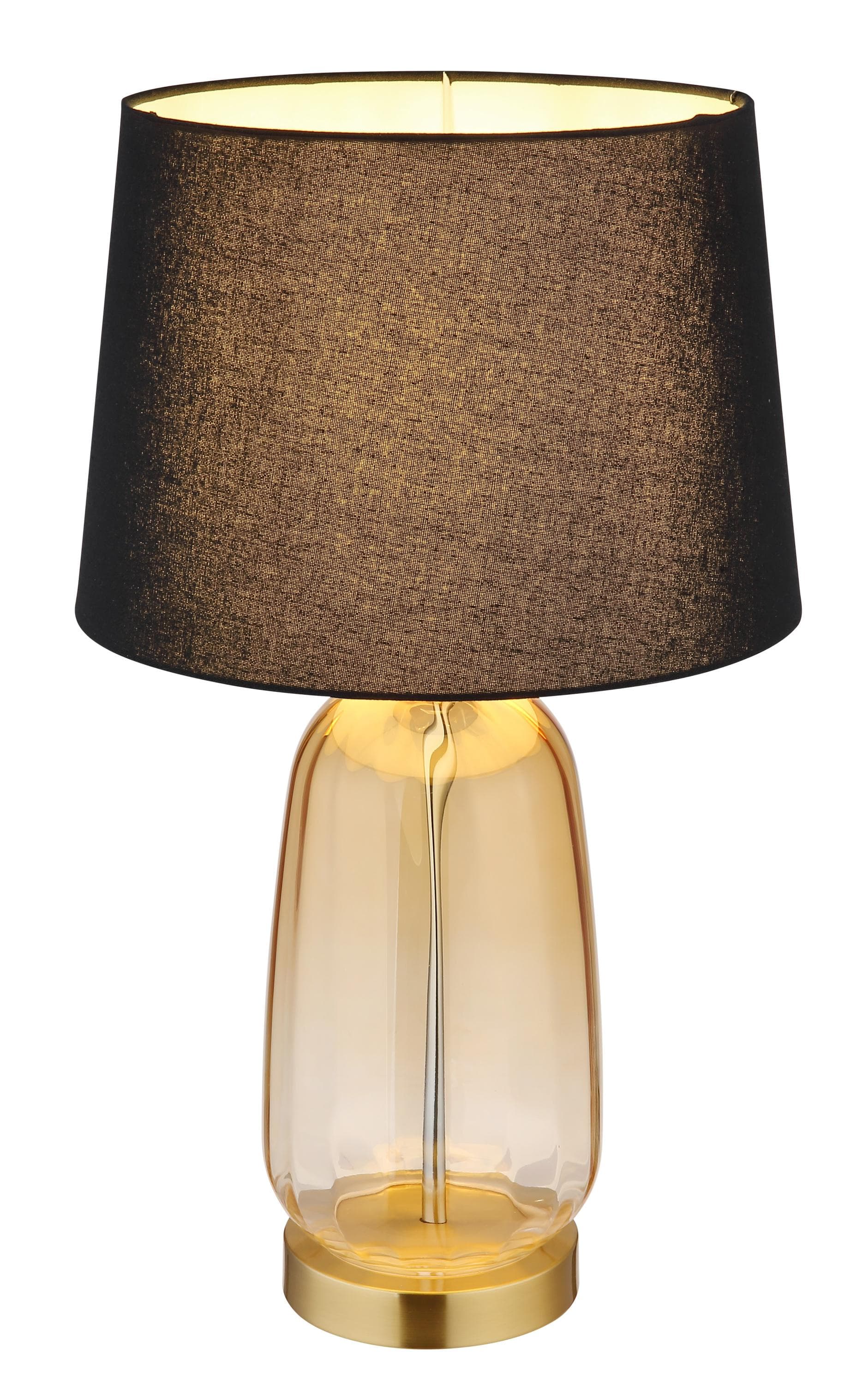 GLOBO LIGHTING Messing Tischlampe mit Textilschirm und Wippschalter