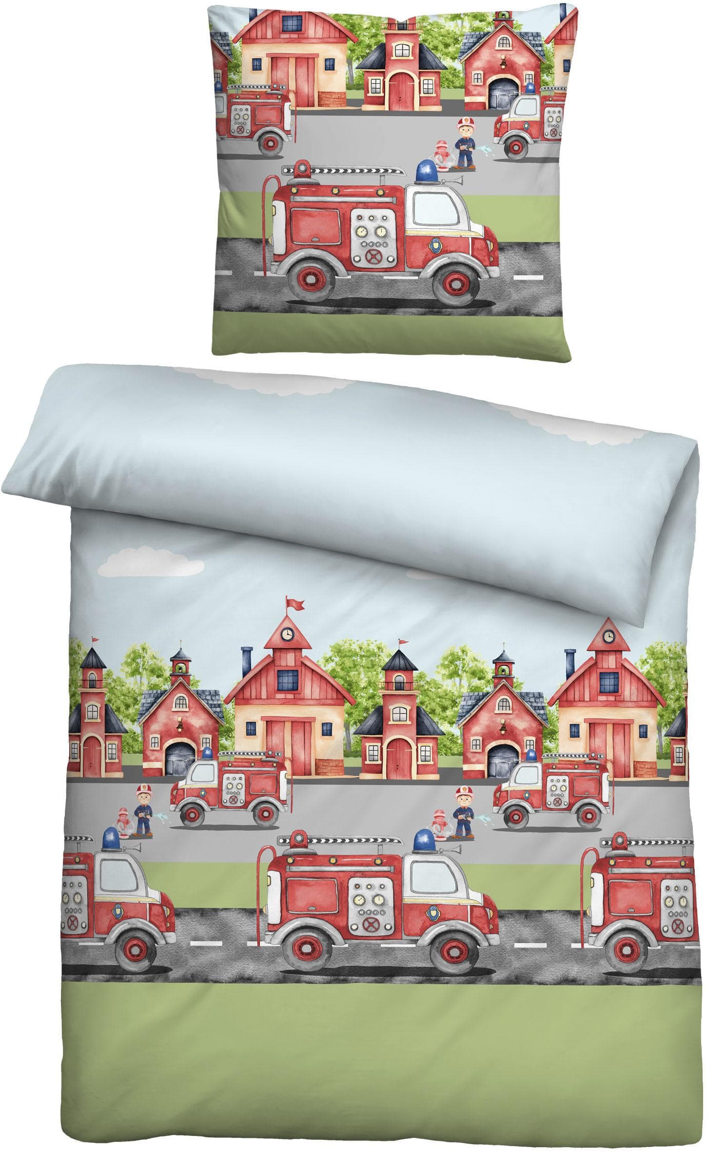 Kinderbettwäsche Feuerwehrmotiv aus Baumwolle