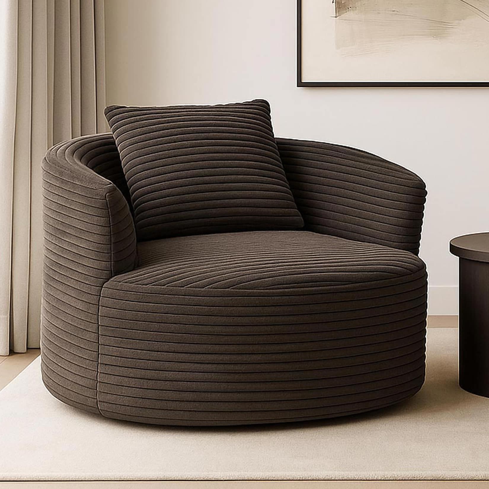 Sessel MCW-P18 Loungesessel Relaxsessel Polstersessel Cocktailsessel Stoff Braun