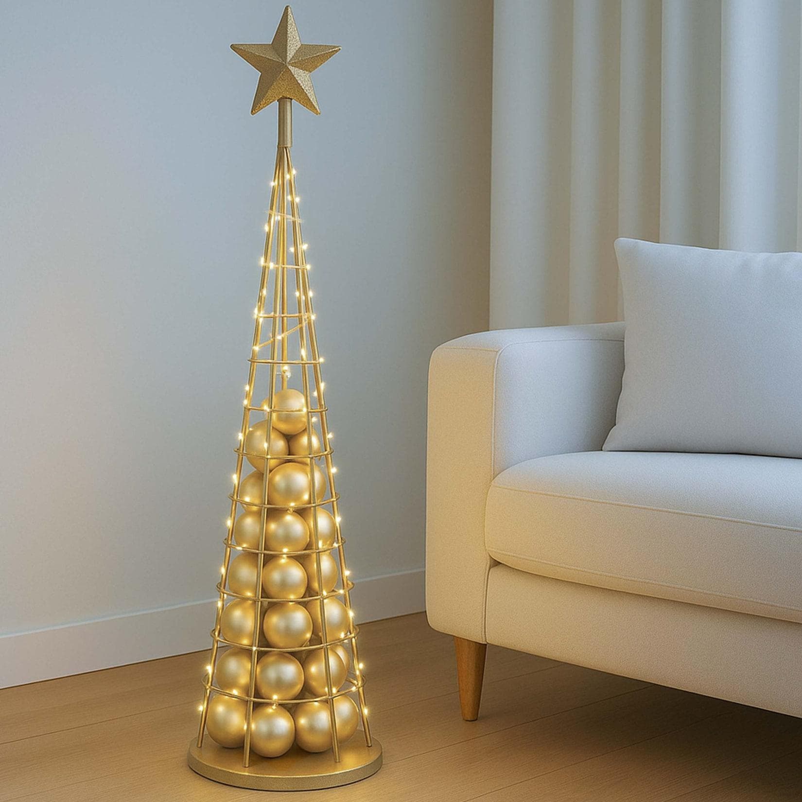 Deko-Baum MCW-O91, Weihnachtsbaum Metall 115cm Goldfarben