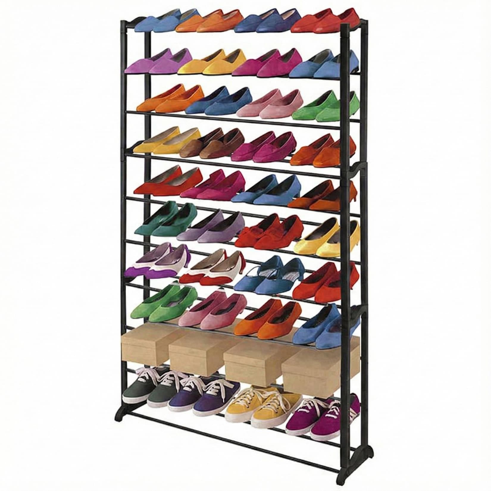 MCW Schuhregal Schuhablage Kunststoff Metall Querstreben Schwarz