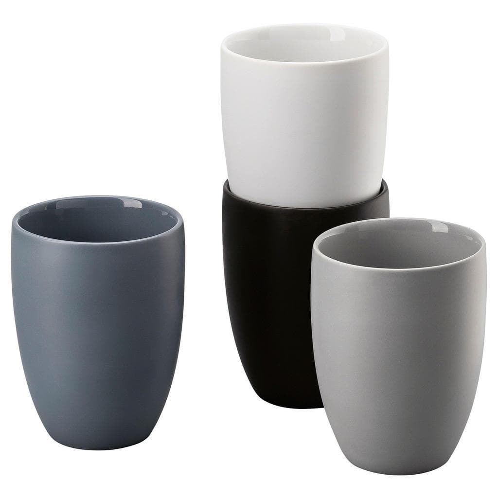 Rosenthal Tassenset 4-teilig Blau Grau Schwarz Weiß Keramik 300 ml