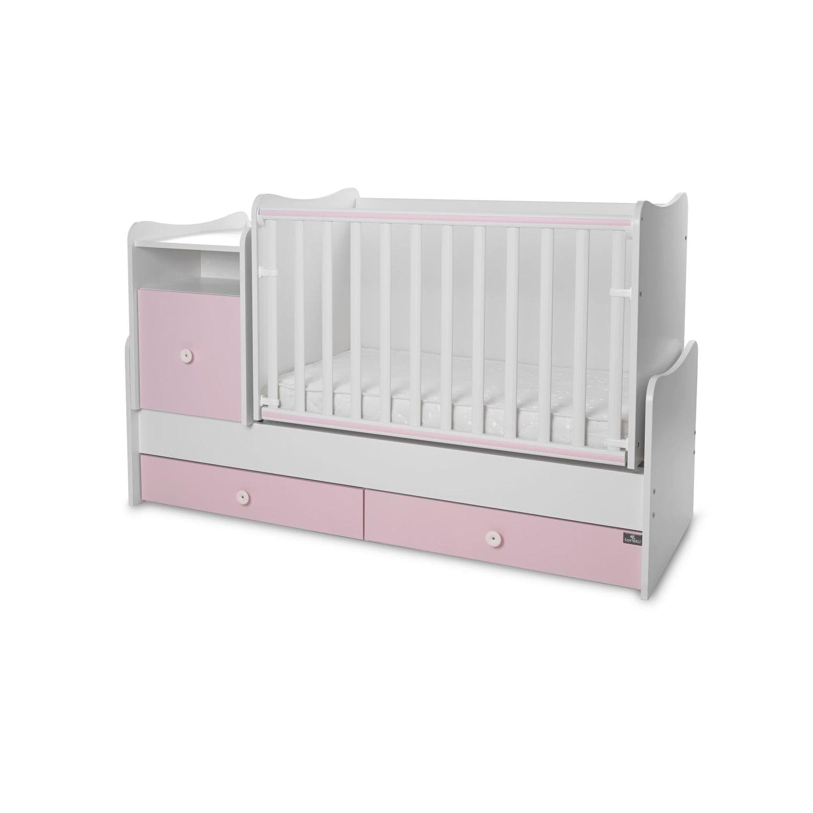 Lorelli Babybett 4 in 1 Trend Plus NEW Schaukelfunktion Jugendbett Schreibtisch Pink