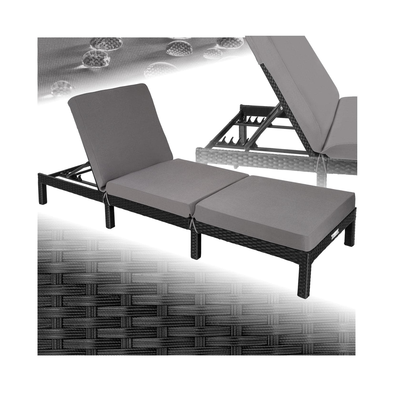tectake Rattan Sonnenliege 6-fach verstellbar Braun