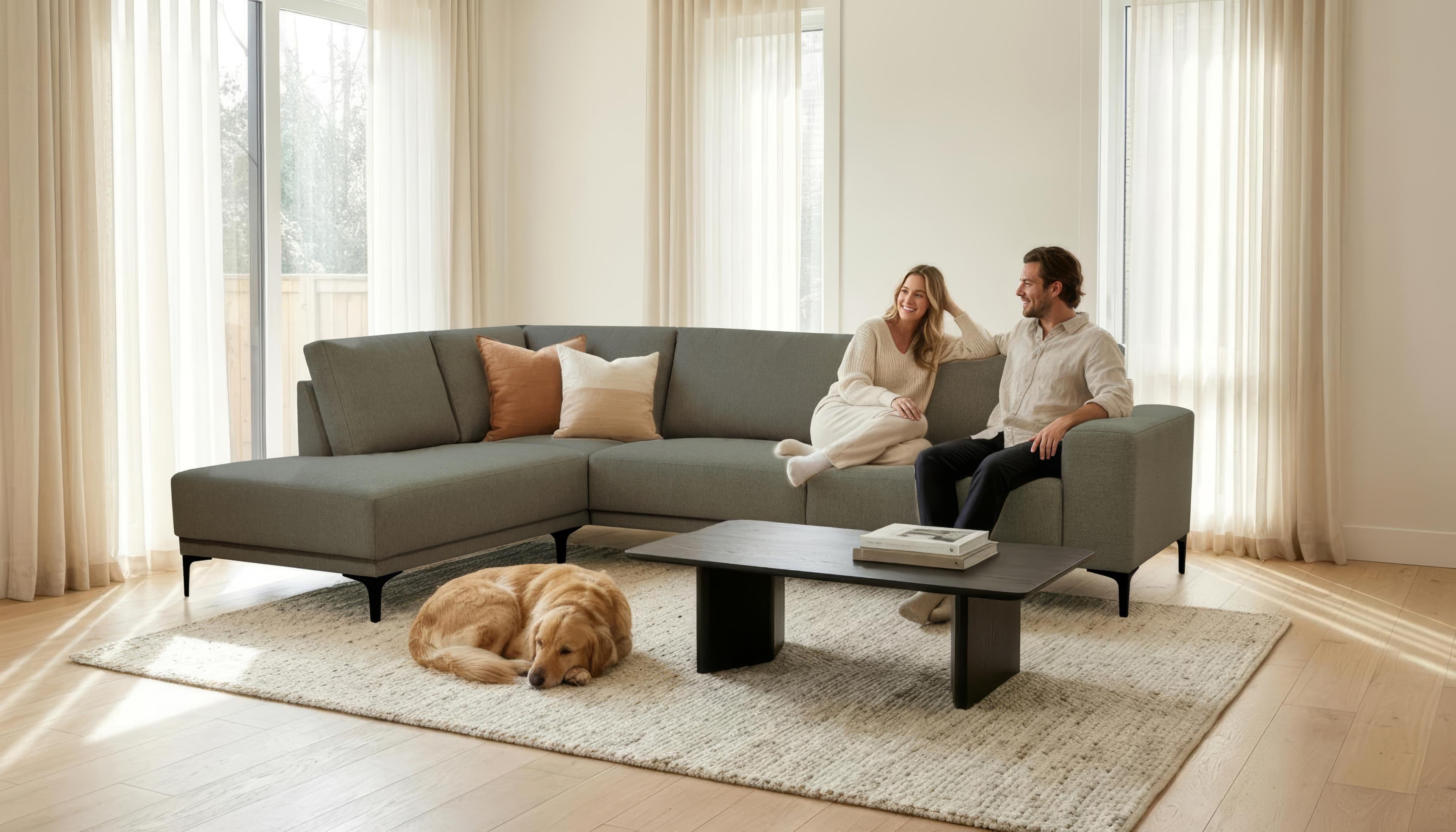OTTO HOME Ecksofa Xander L-Form Khaki Webstoff