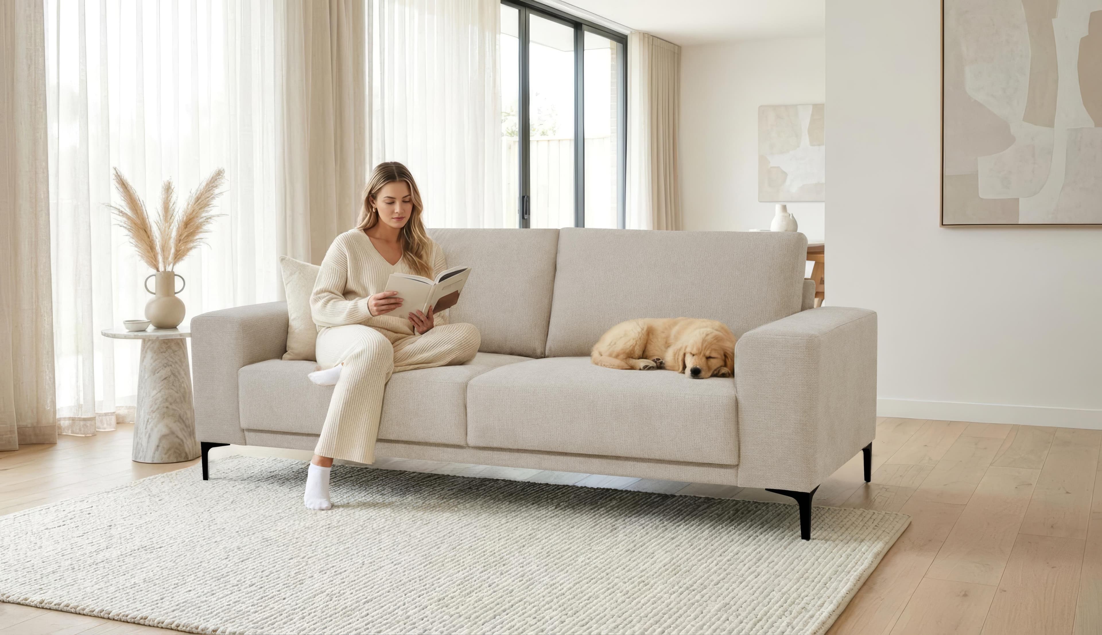 OTTO HOME Xander 3-Sitzer Sofa Beige Chenille