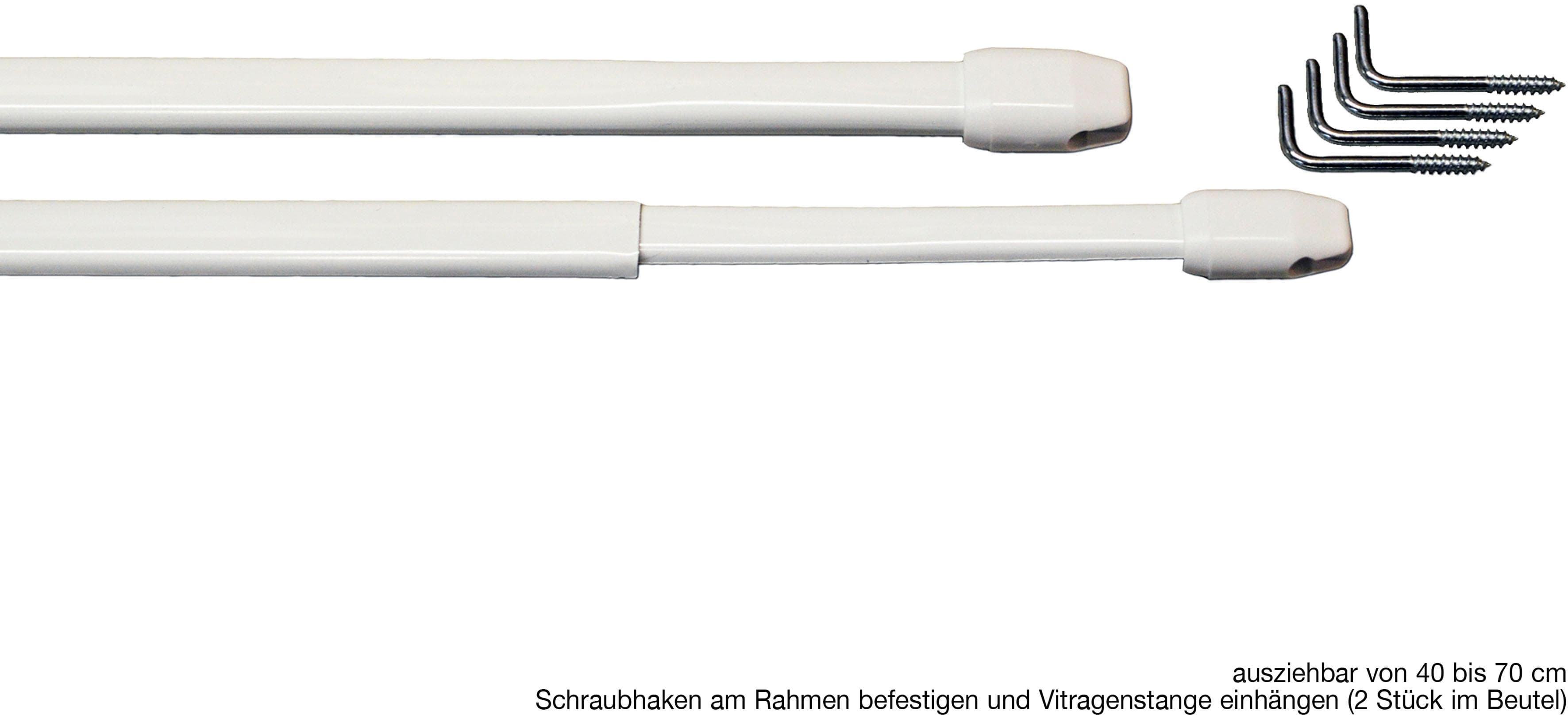 Garesa Vitragenstange 11 mm Weiß 2 Stück ausziehbar