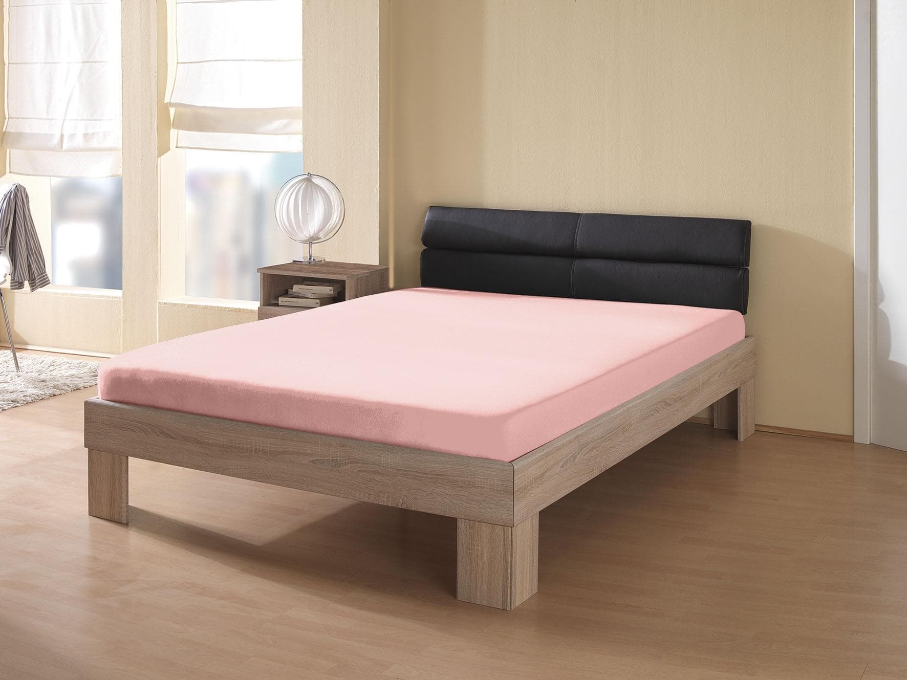KUM Frottee-Stretch Spannbettlaken Rosa 200cm