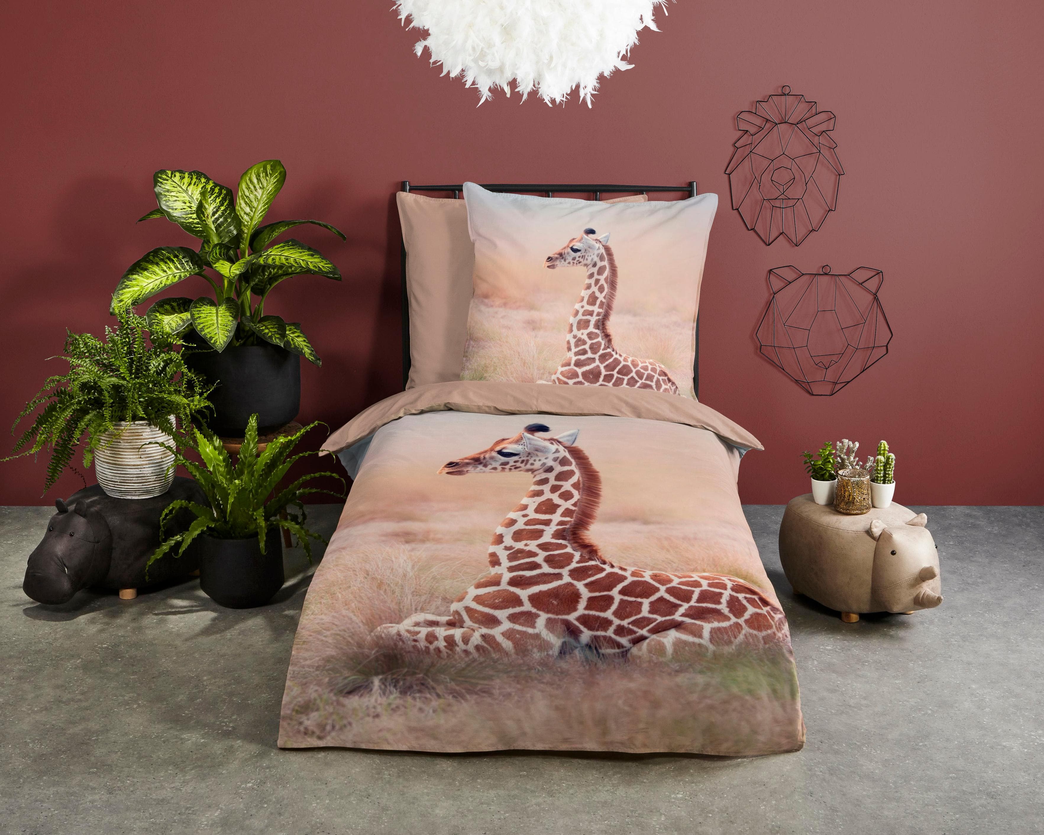 Good Morning Kinderbettwäsche Sima Giraffe Beige Sand Wendebettwäsche