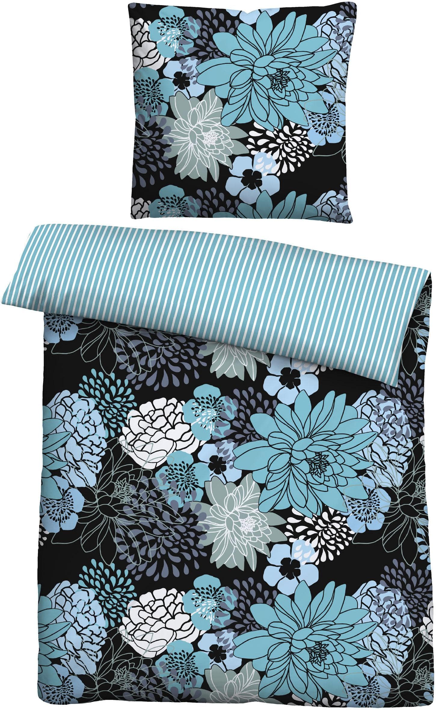 Wendebettwäsche "0040564" Türkis Baumwolle