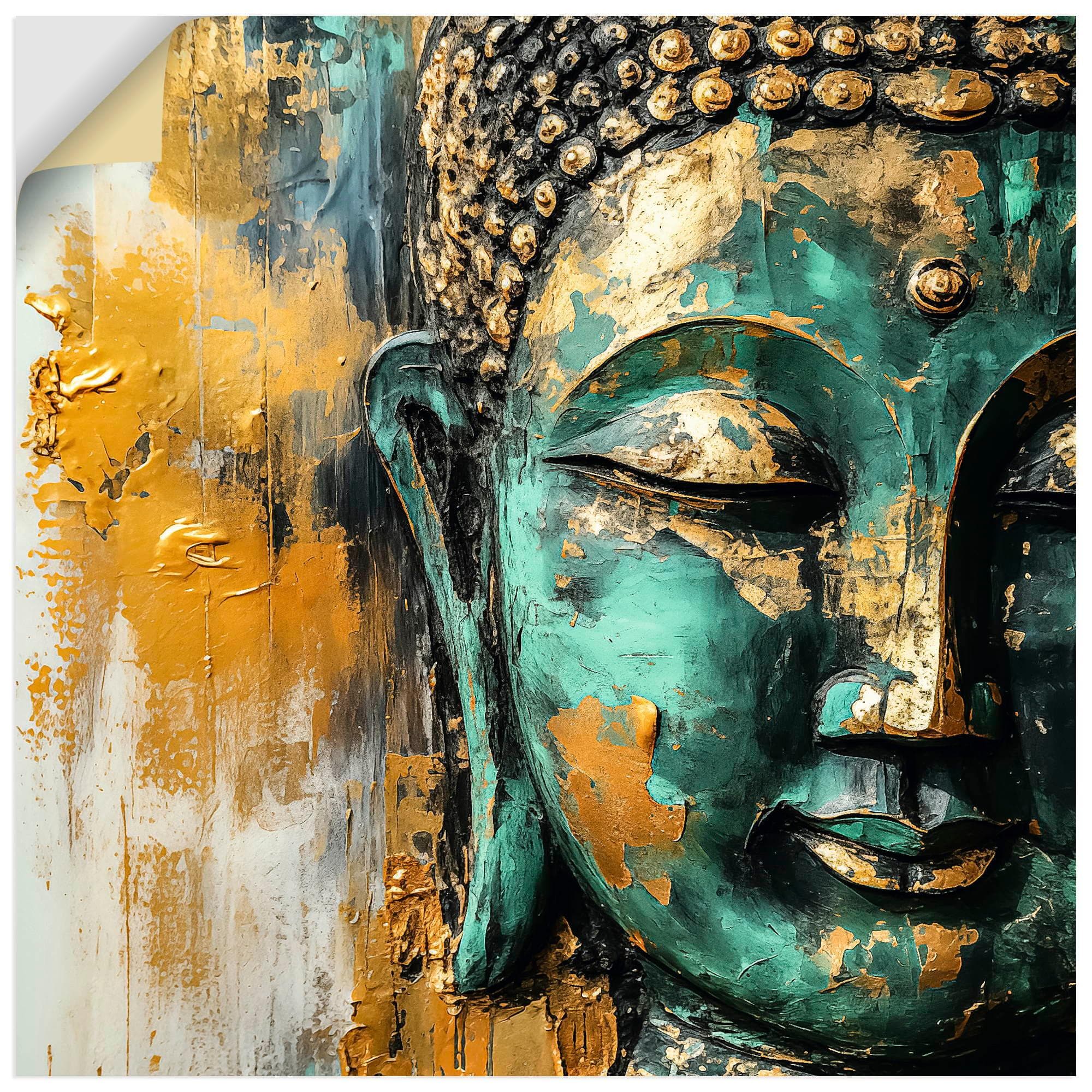 Wandbild ARTLAND Buddha Gold