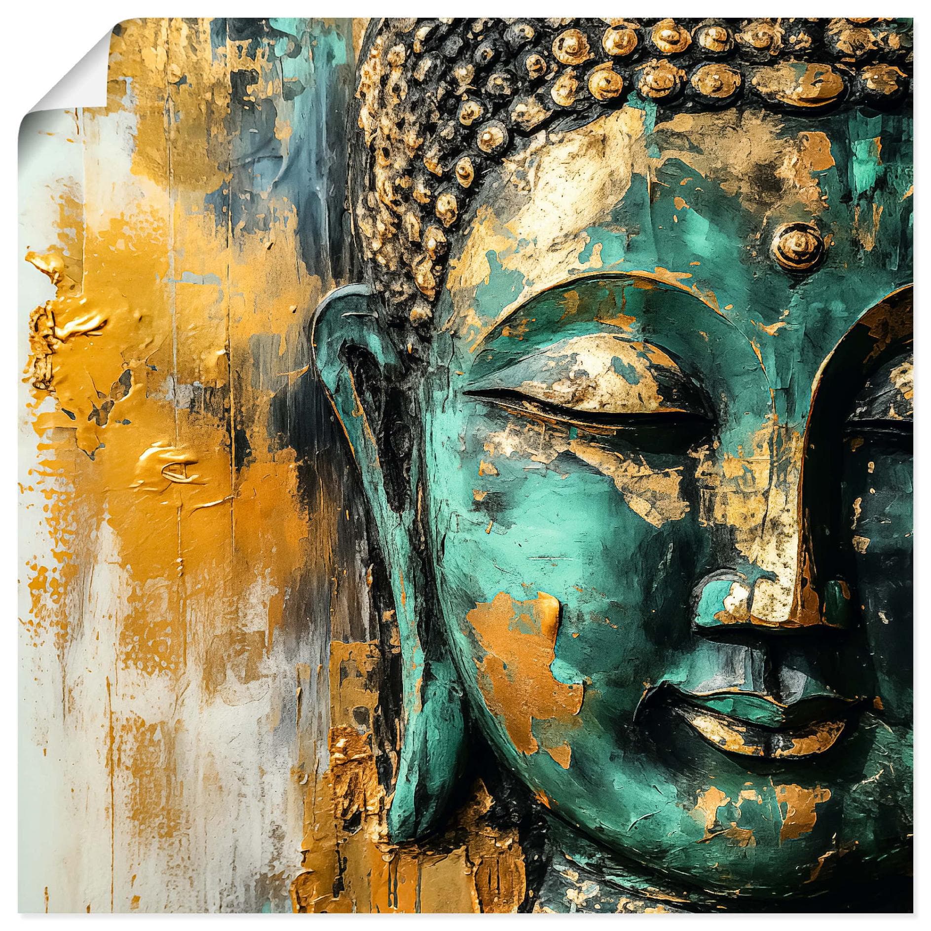 Wandbild ARTLAND Buddha Gold
