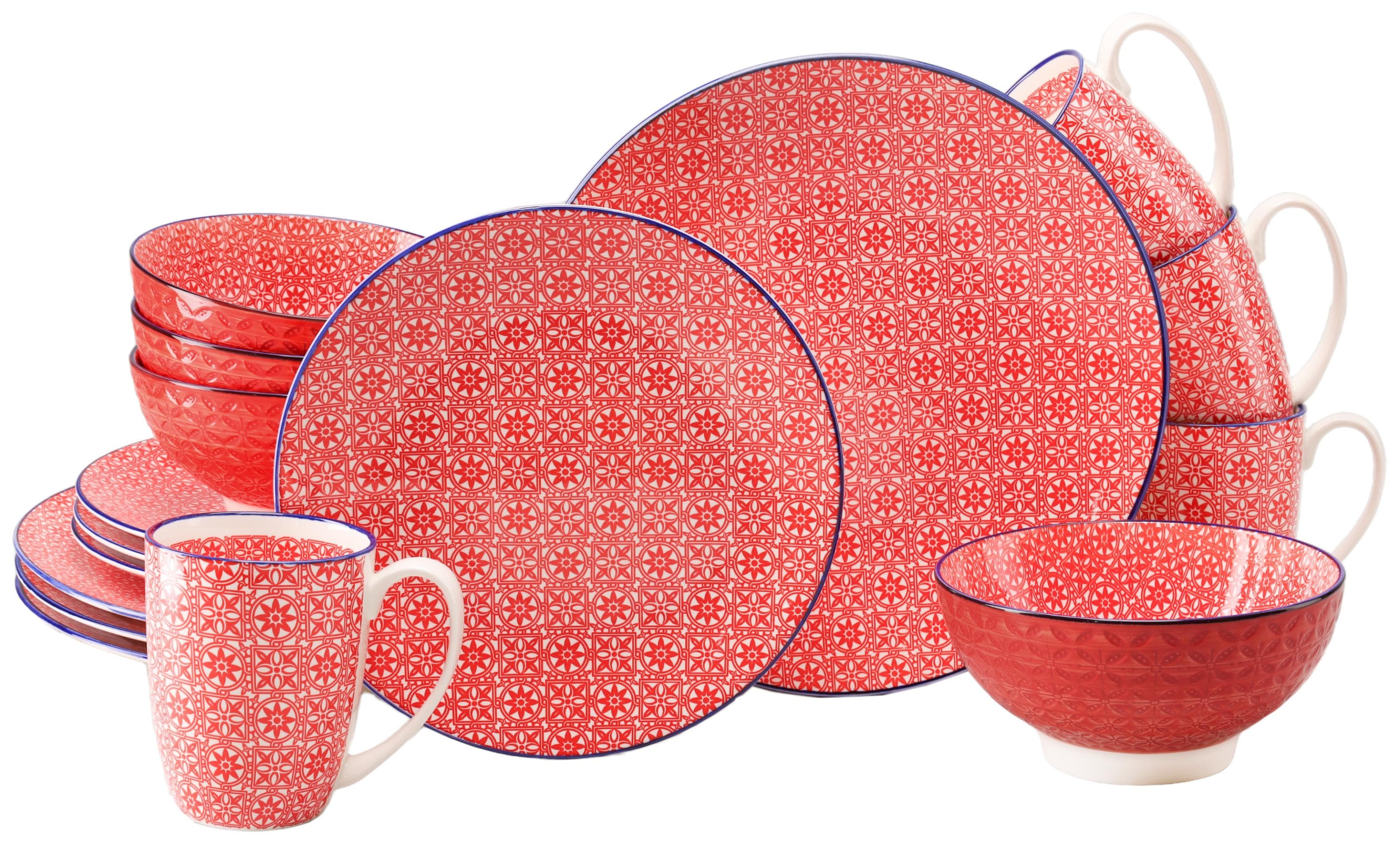 Creatable Mediterranes Geschirrset 16-tlg. Rot Steinzeug