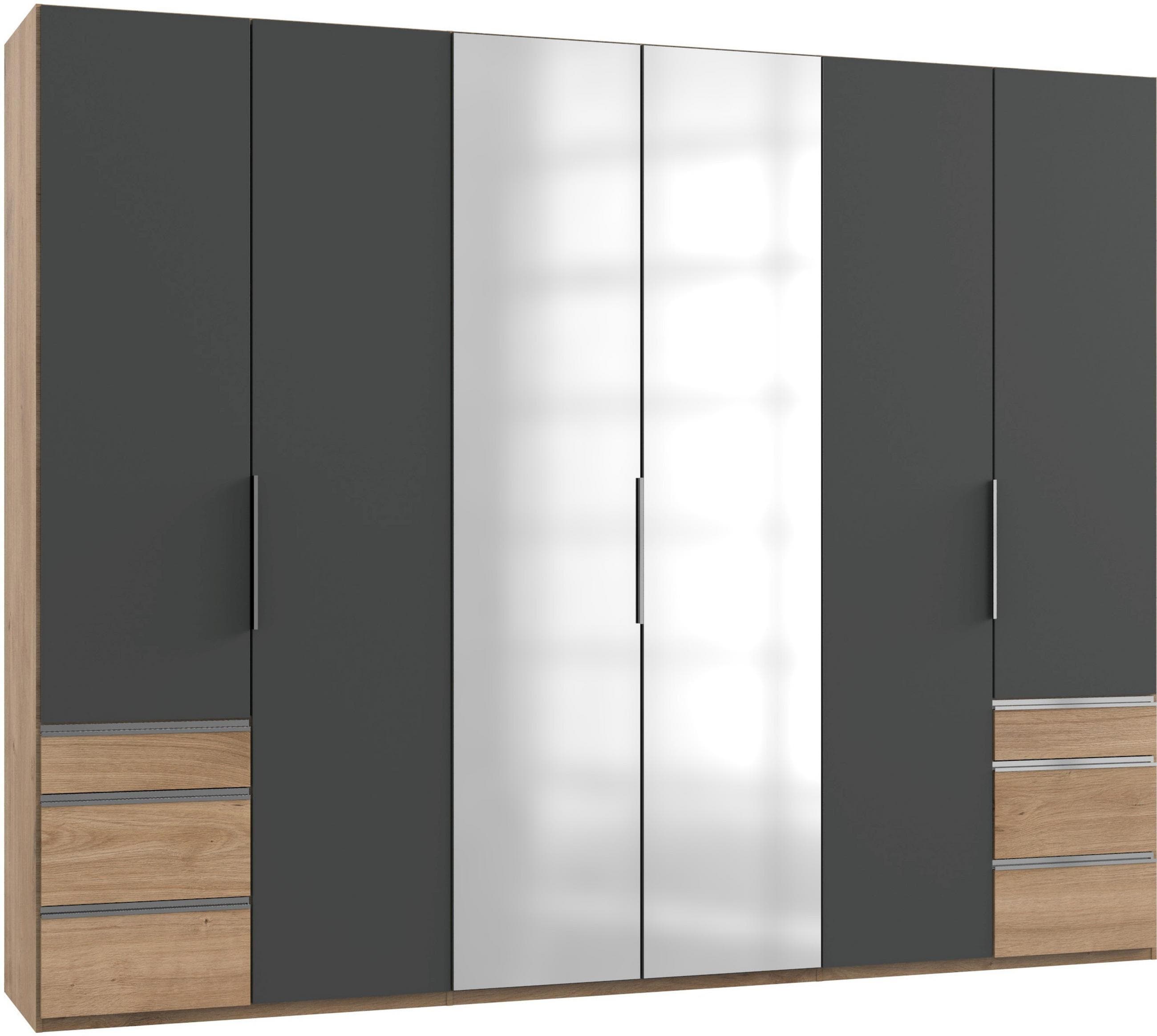 Drehtürenschrank Level 36A mit Spiegel ca. 300 cm Grau/Weiß