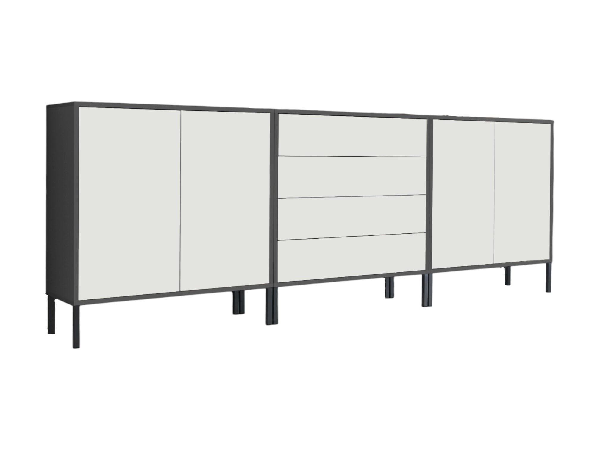 Sideboard Mailand Set 5 Anthrazit/Weiß