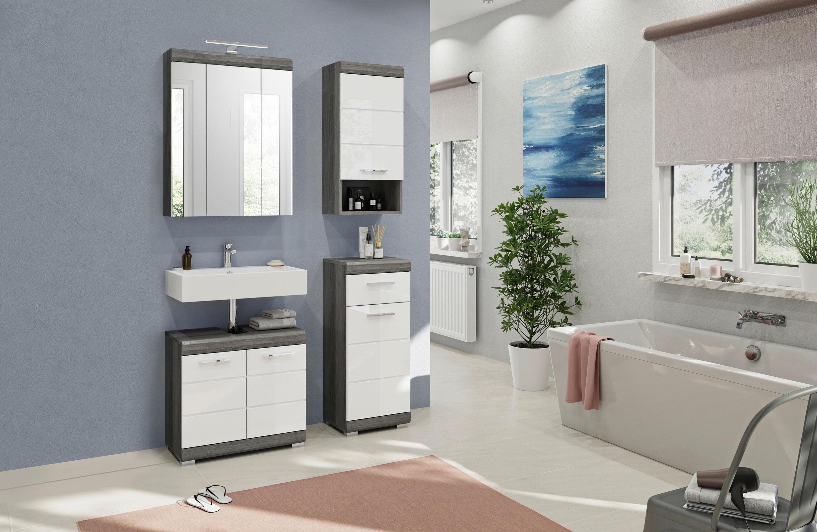 Badezimmer Scout 4-tlg. Anthrazit/Weiß