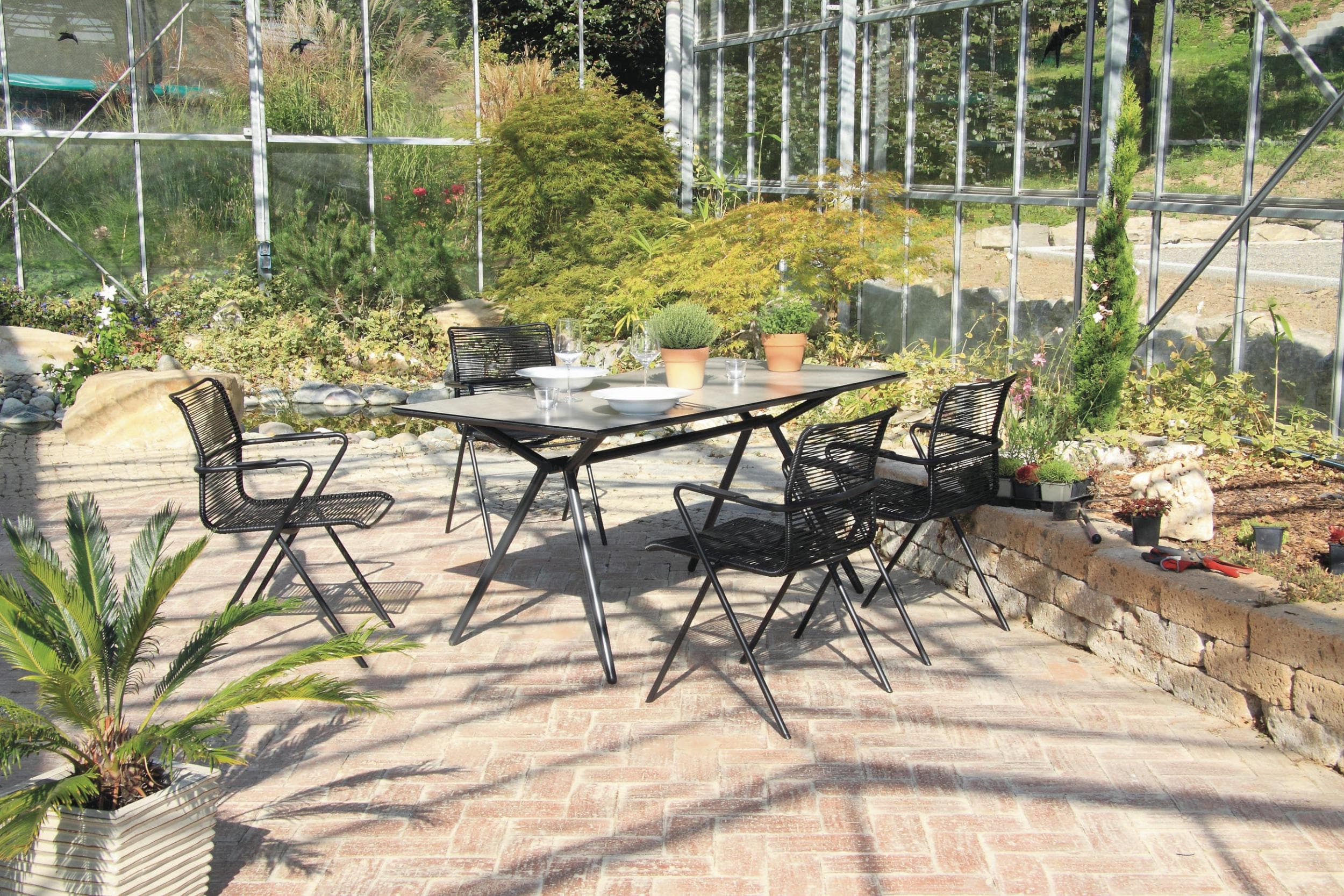 Acamp Gartensessel-Set 6-tlg. stapelbar Alpha Rope Aluminium