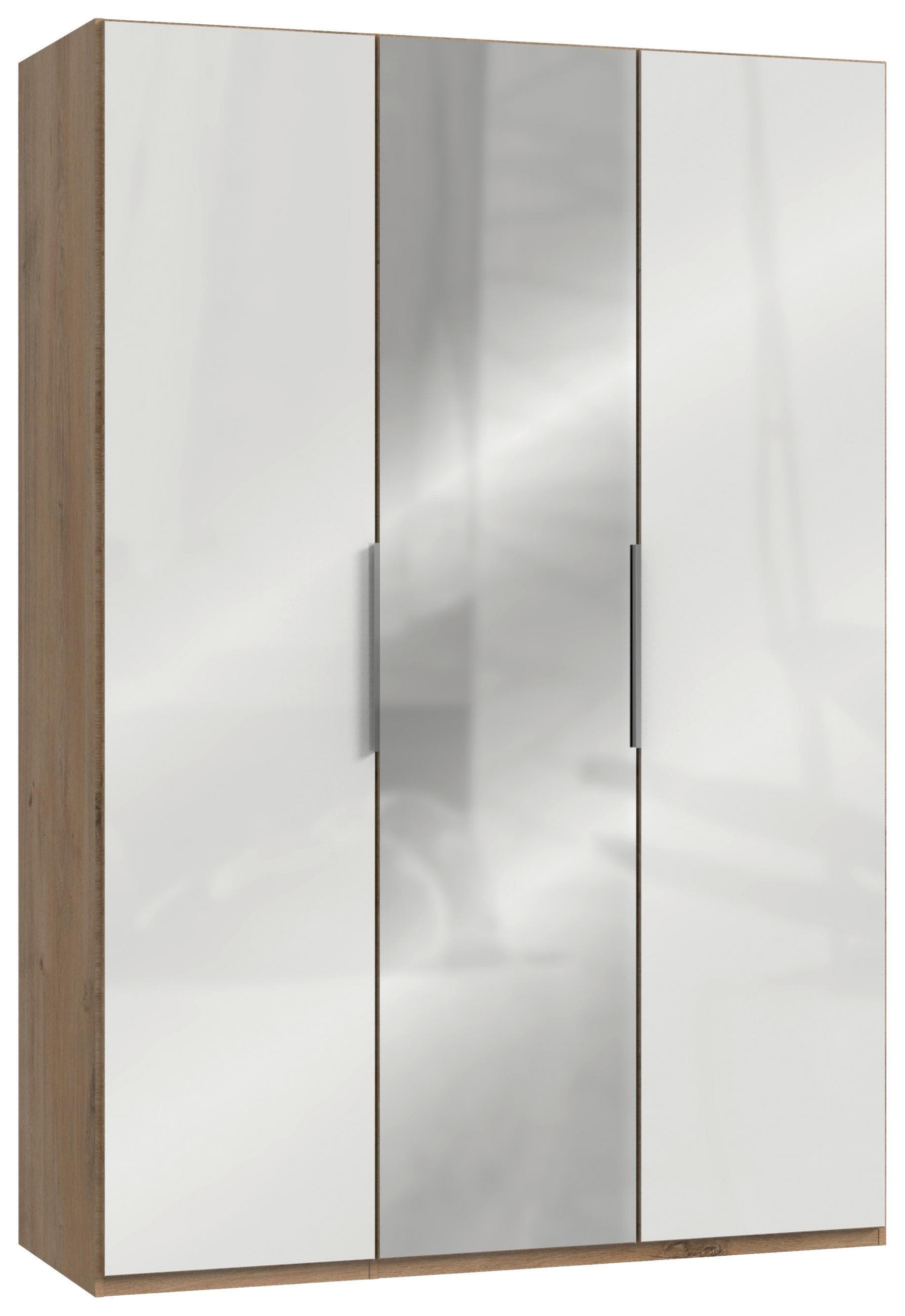 Drehtürenschrank Level 36D mit Spiegel Weiß/Eiche Mömax DE