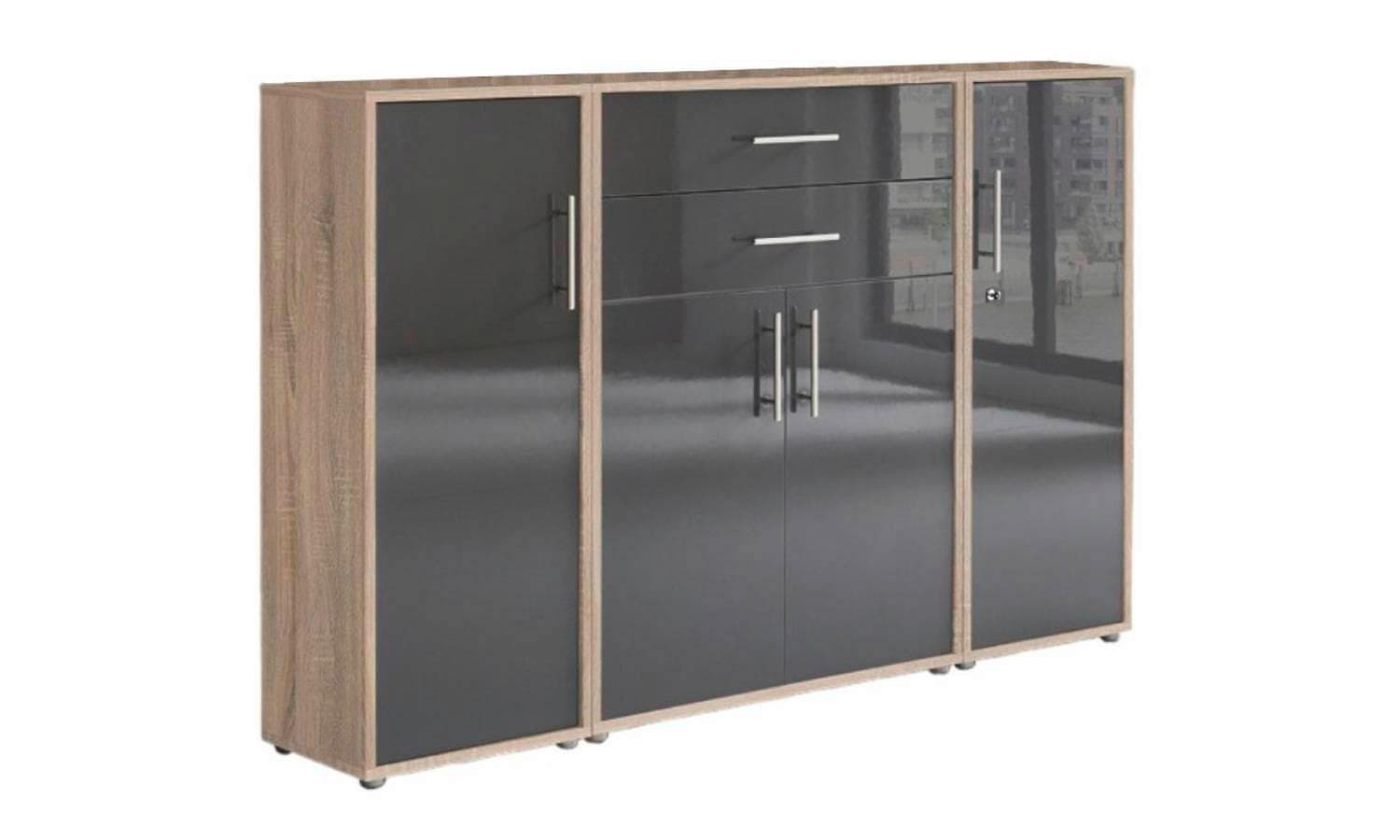 Aktenschrank Office Edition Sw Set 16 Eiche/Anthrazit Mömax