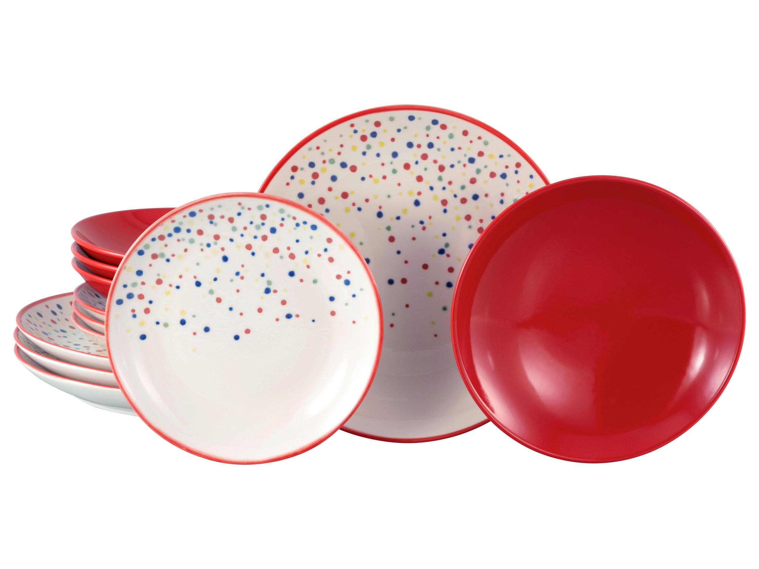 Creatable Tafelservice Joy Creme/Rot 12-teilig Keramik