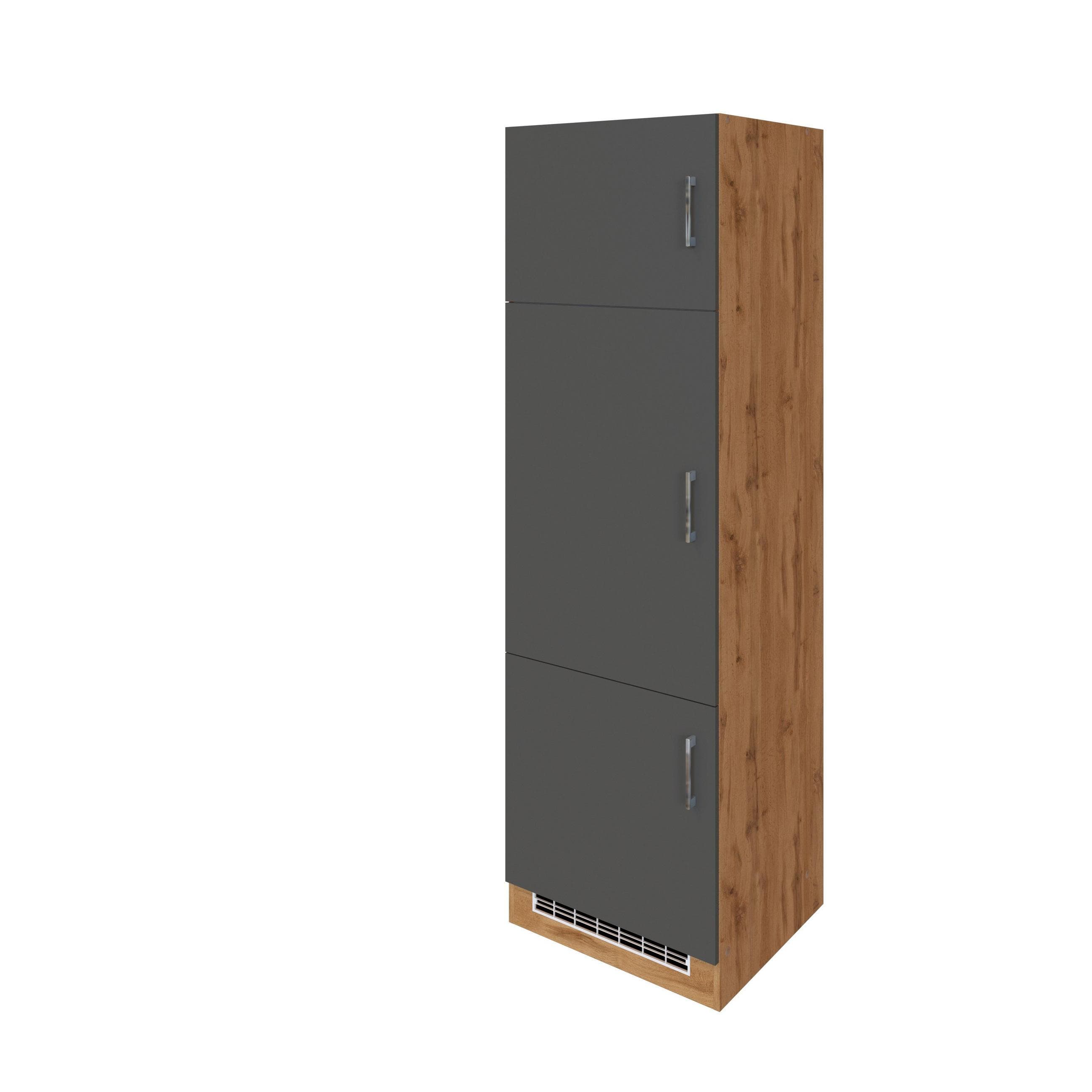 Held Kühlschrank-Umbauschrank Anthrazit/Eiche