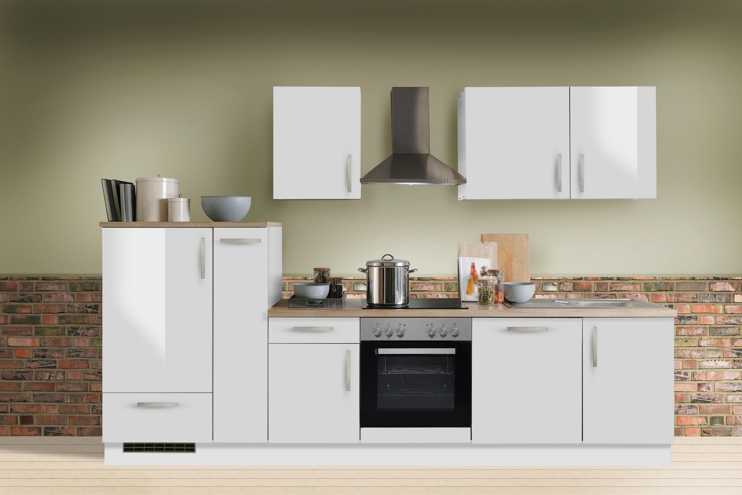 Menke Küchenblock White-Premium Weiß Hochglanz ca. 310 cm