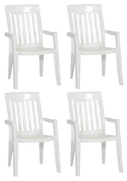 SIEGER Gartenstuhl-Set Palma Weiß Kunststoff stapelbar