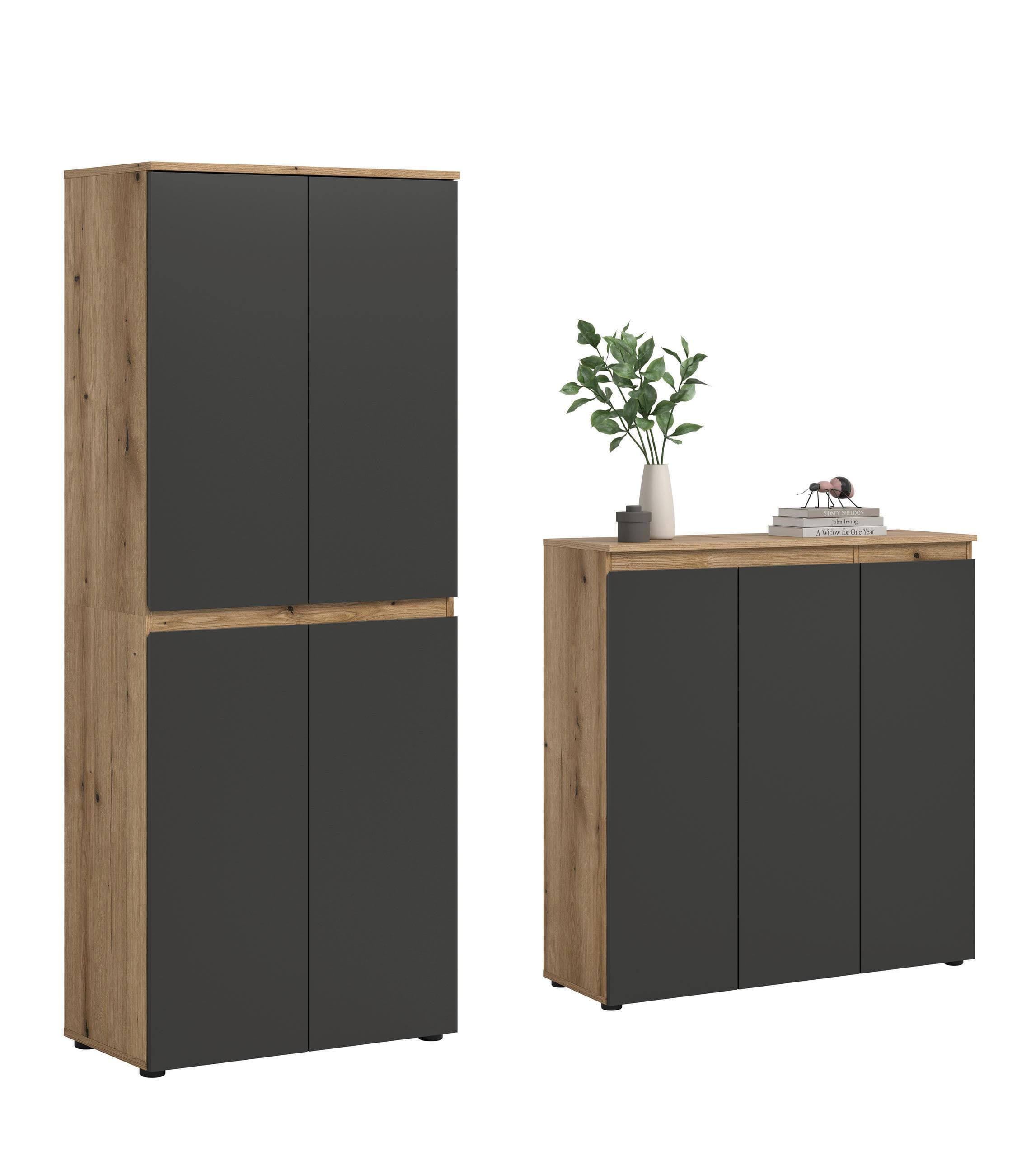 Garderobenschrank Scarpa Anthrazit/Eiche Mömax