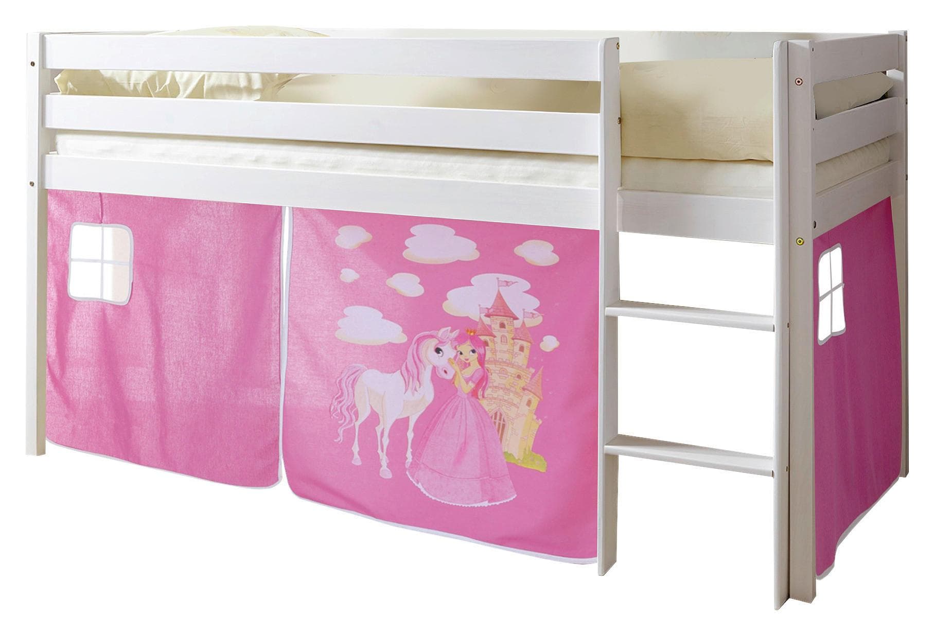 Spielbett Holz Malte Rosa/Weiß