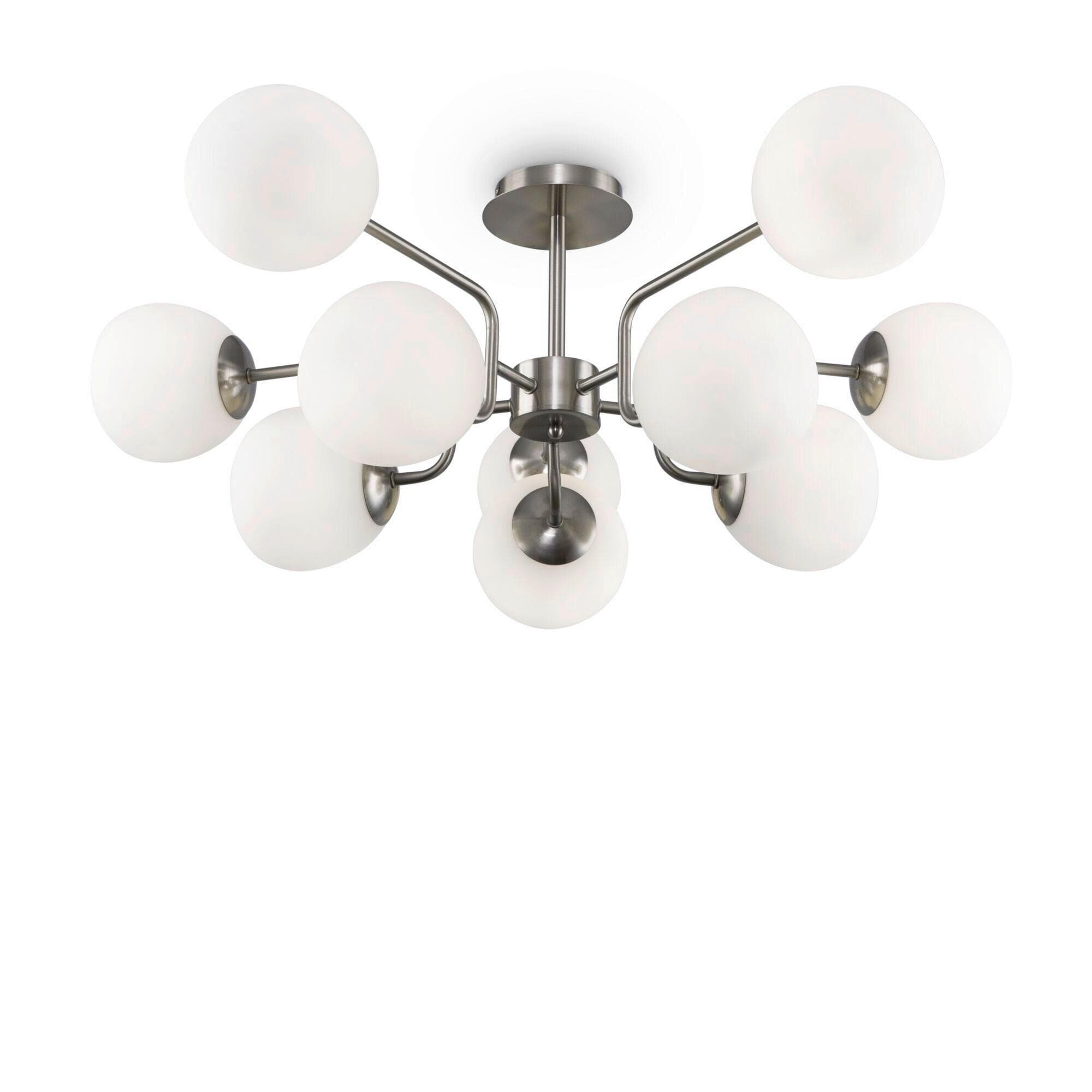 Maytoni Pendelleuchte Erich, nickelfarben, Glas/Metall 10-flg.