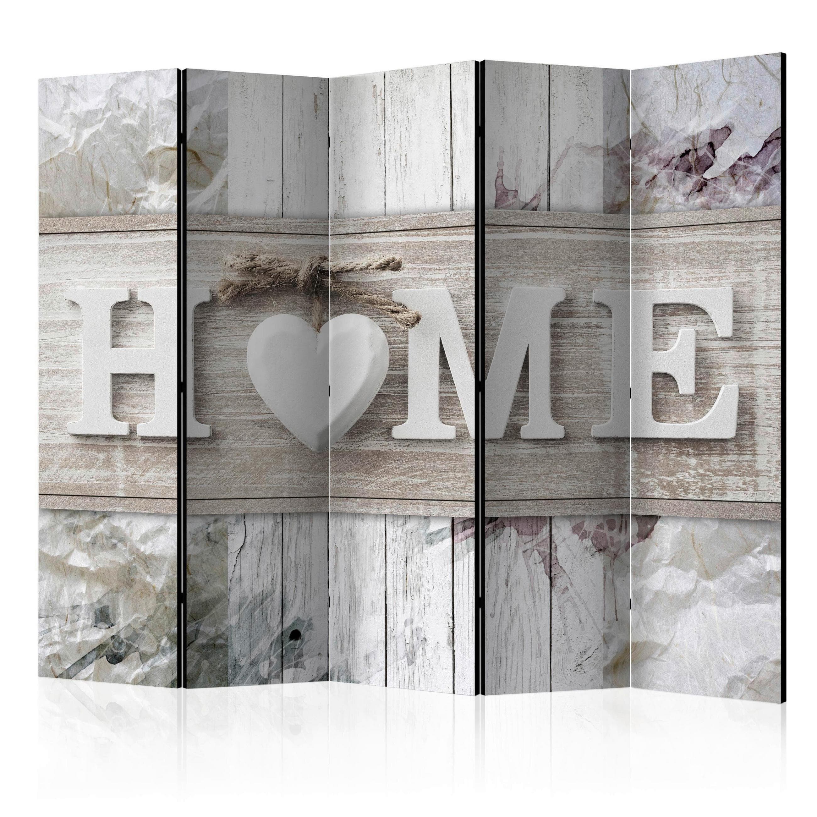 Artgeist Paravent Inscription Home Weiß/Beige