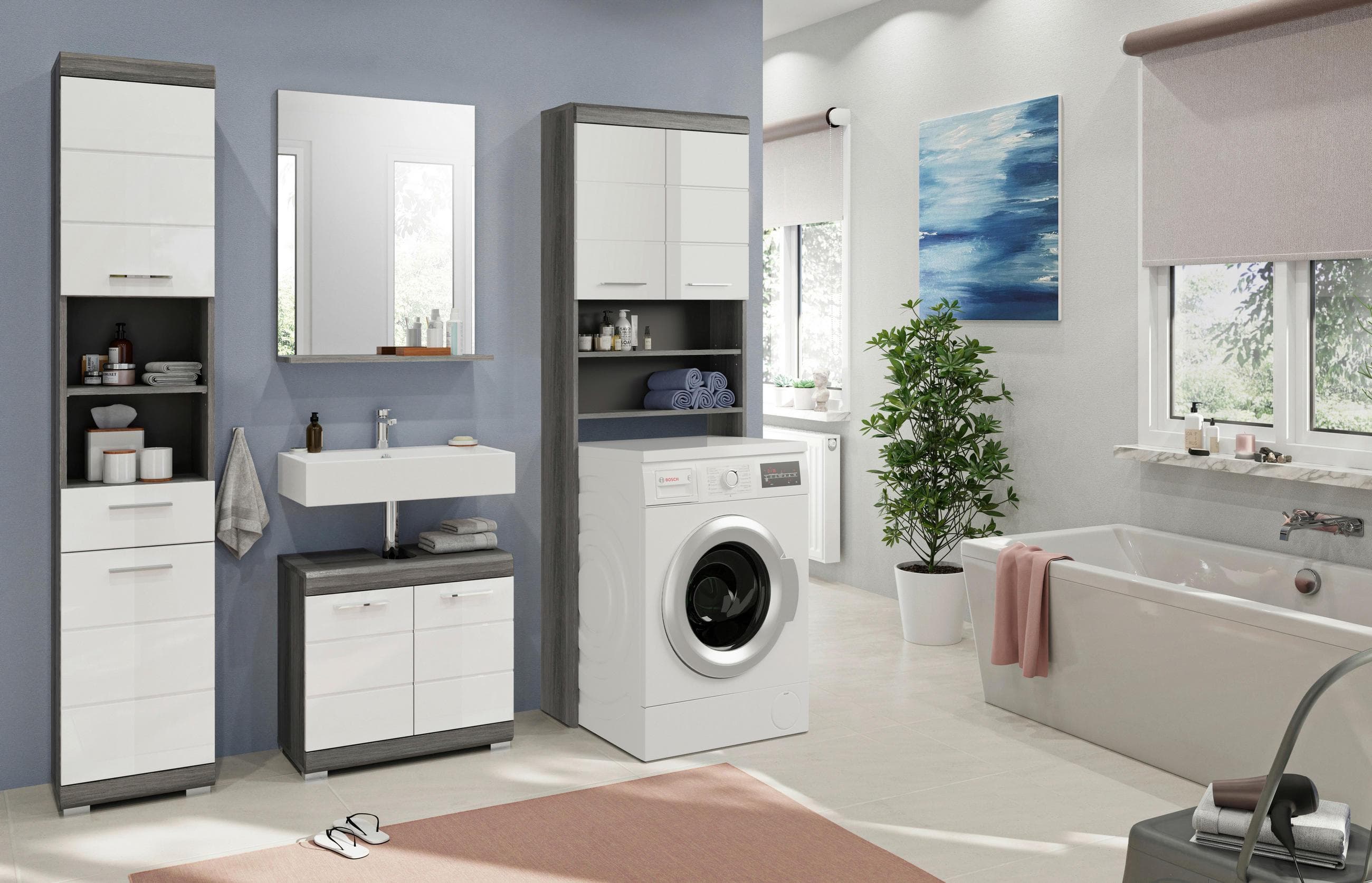 Badezimmer Scout 4-tlg. Anthrazit/Weiß