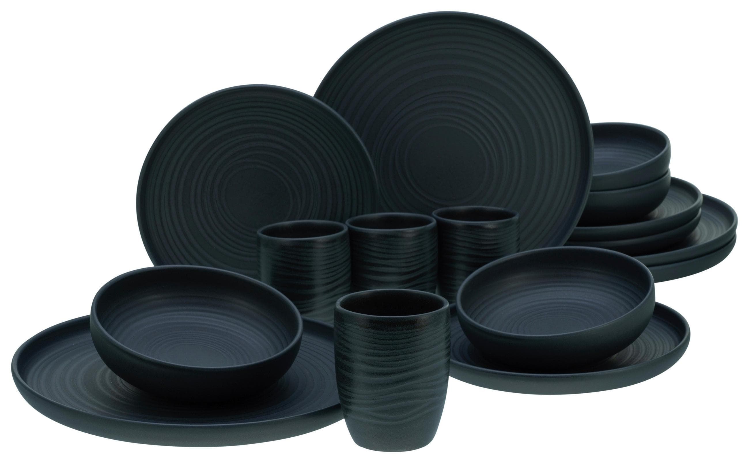 Creatable Kombiservice Uno Lava Stone 16-teilig Schwarz Keramik