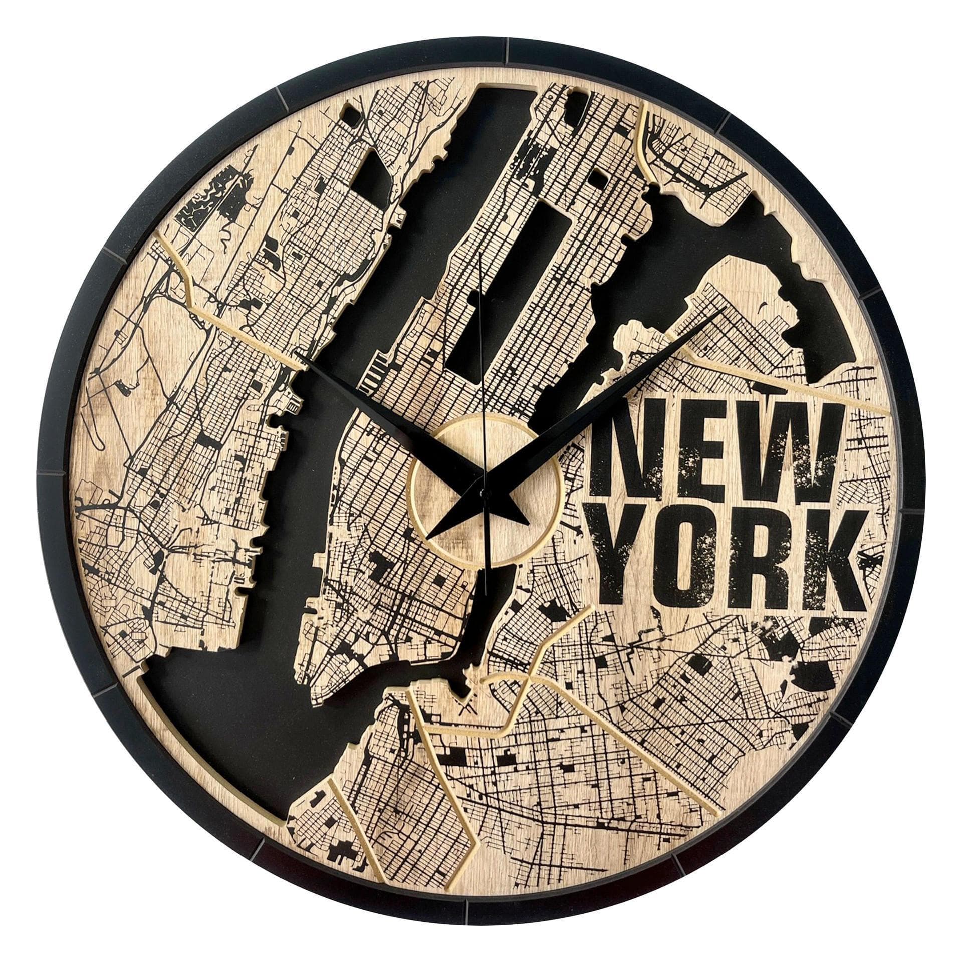 Wanduhr Schwarz/Eichefarben Ø ca. 57cm Mömax DE