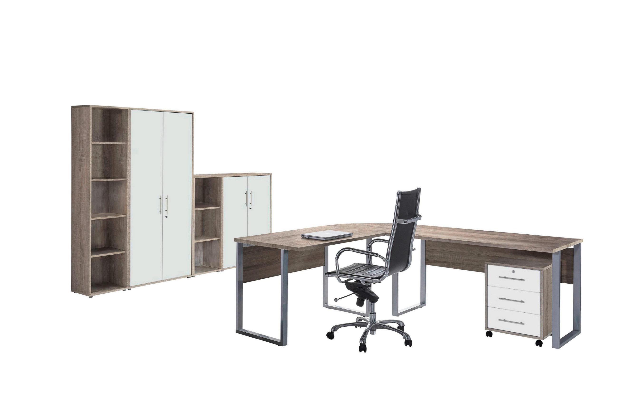 BMG Möbel Büromöbel-Set Office Edition, 6-tlg, Rollcontainer und Aktenschrank abschließbar