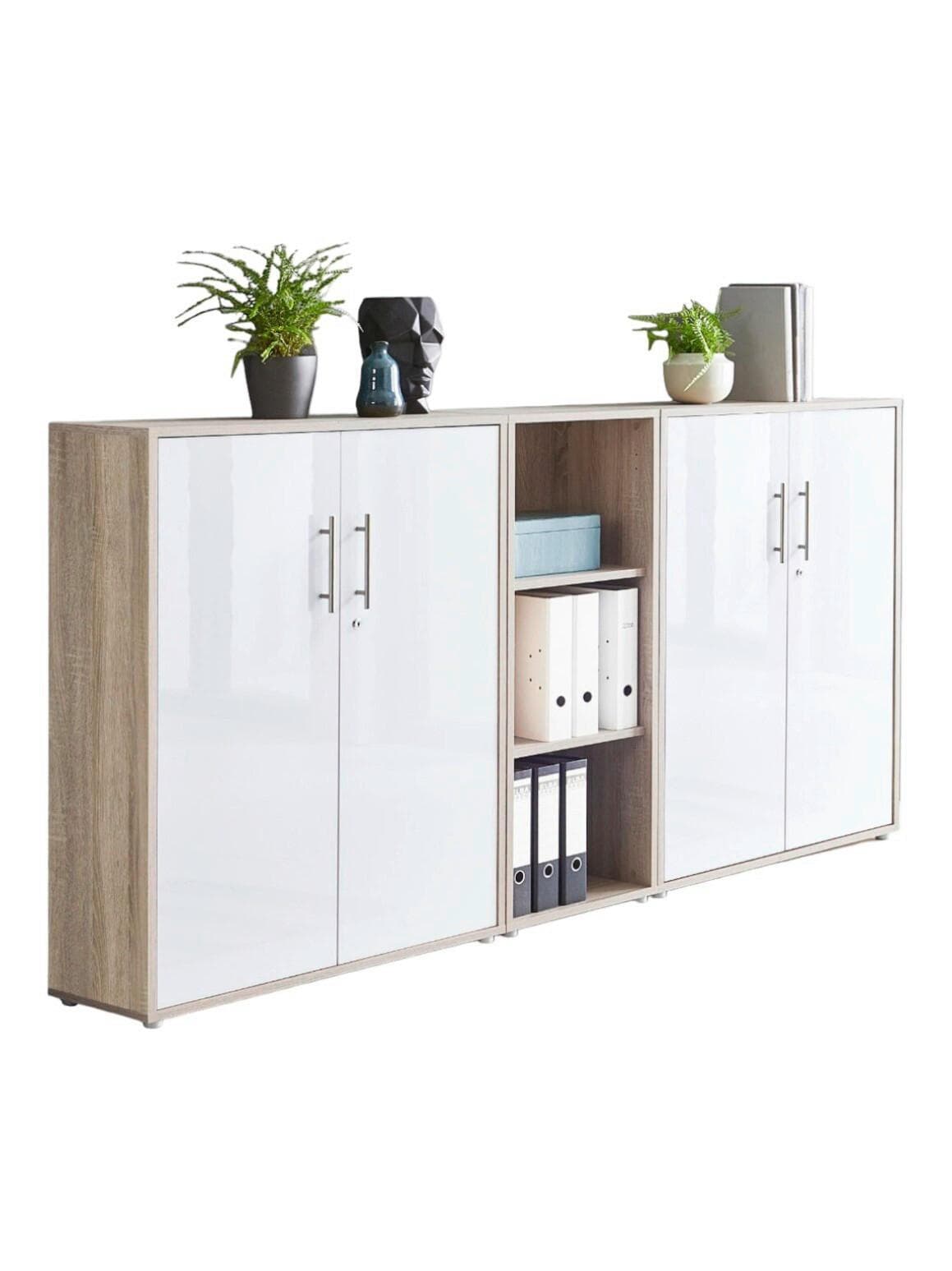 Aktenschrank Office Edition Sw Set 8 Sonoma Eiche/Weiß