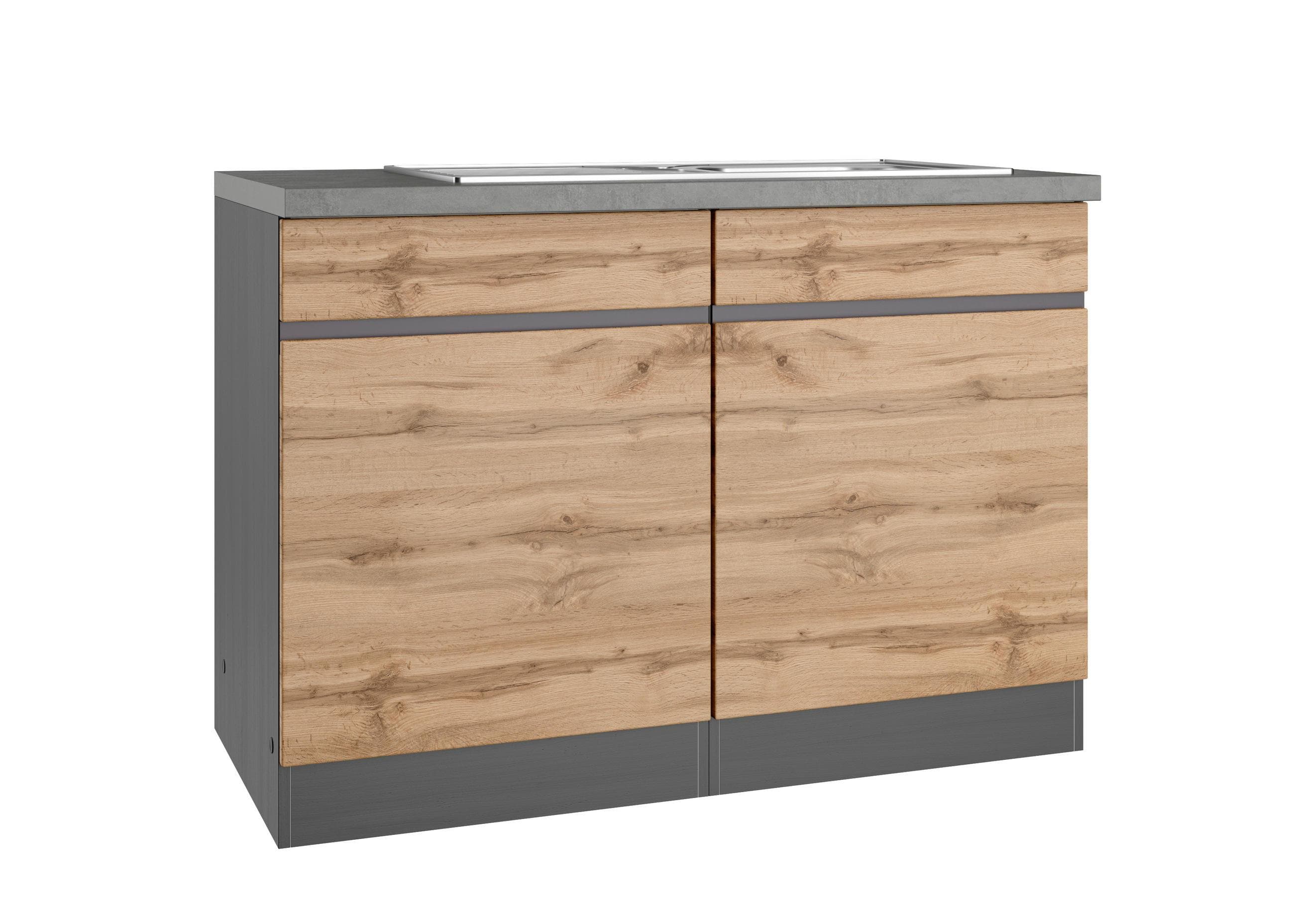 Held Spülenschrank Turin mit Spüle Graphit/Eiche