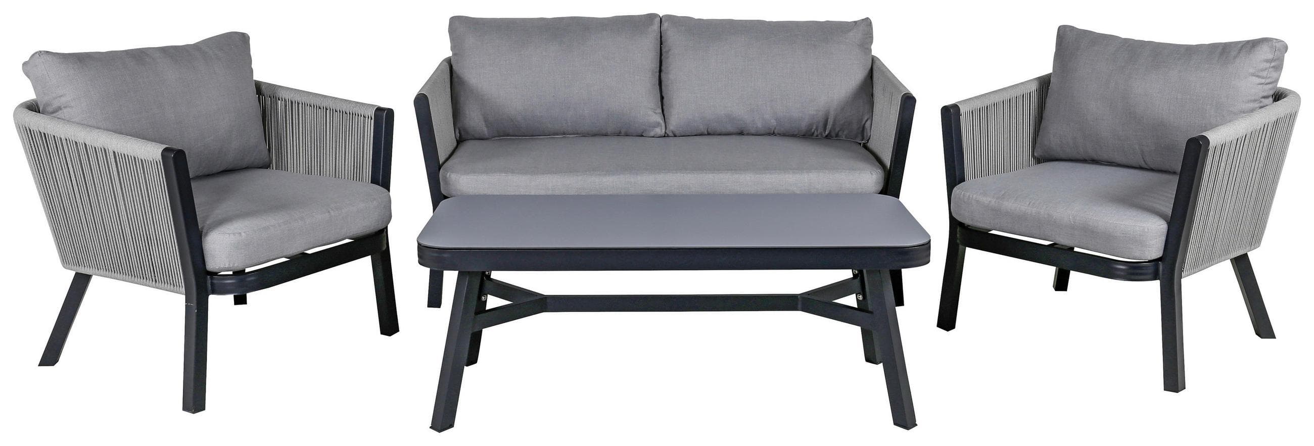 LOUNGEGARNITUR VIRYA Metall Schwarz/Grau