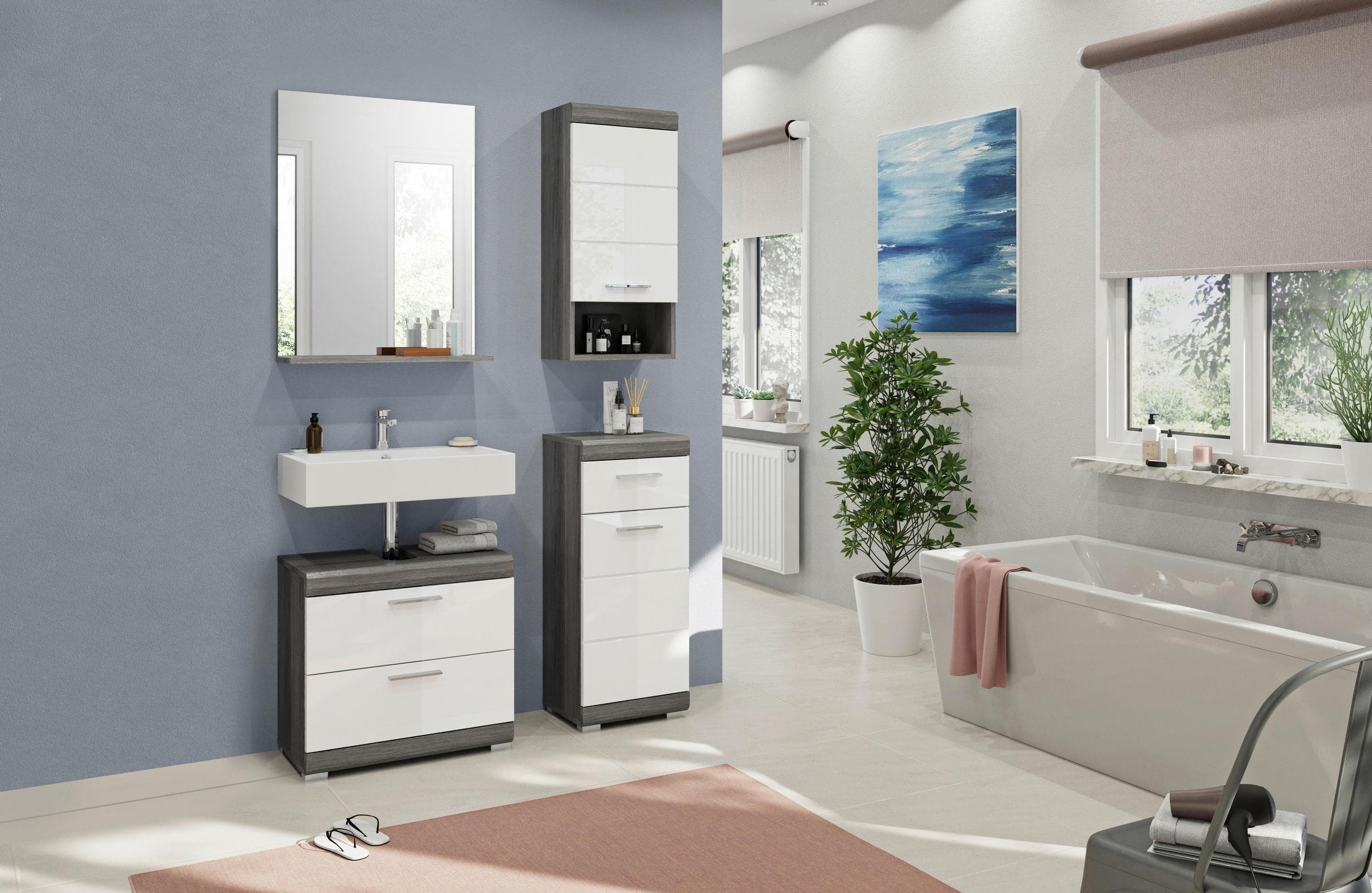 Badezimmer Scout 4-tlg. Anthrazit/Weiß Mömax DE