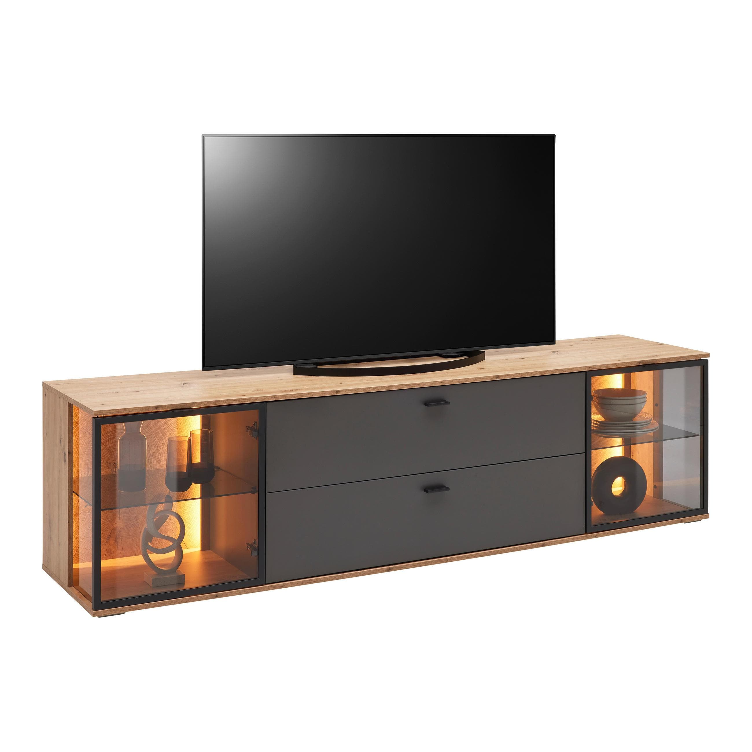 TV-Element Florenz Grau/Schwarz/Eiche Artisan Mömax
