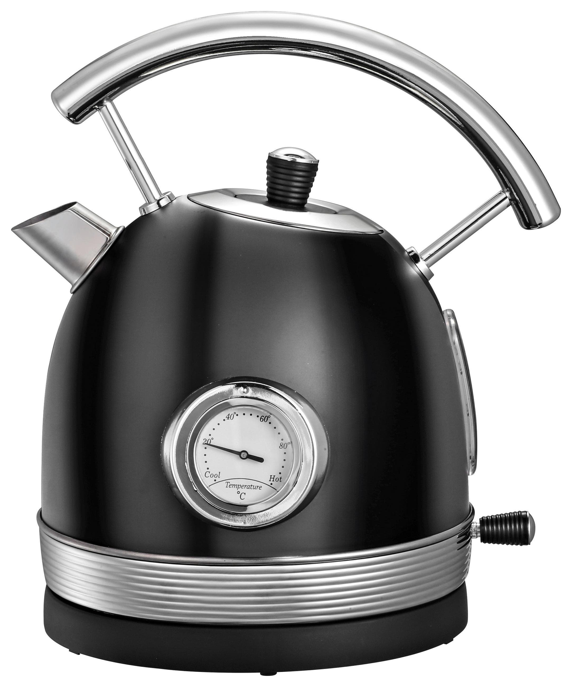 Wasserkocher Retro aus Edelstahl in Schwarz