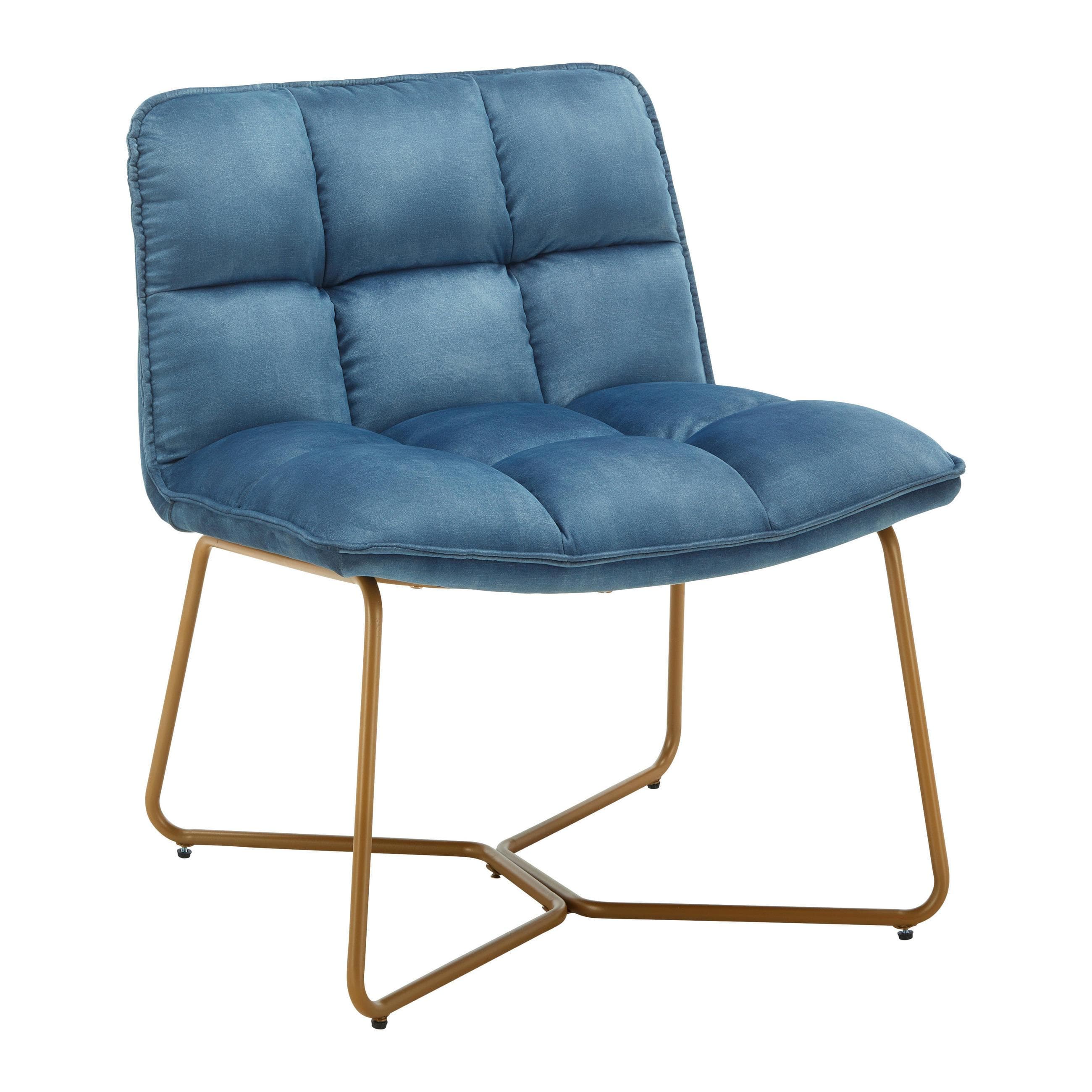 Sessel Rina Blau Samt Gepolstert