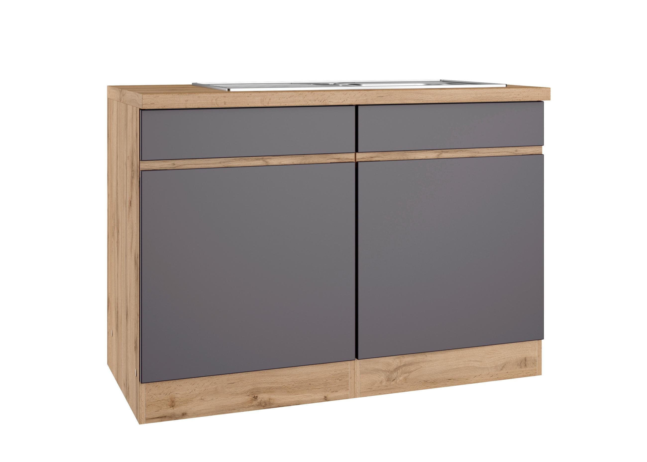 Held Spülenschrank Turin mit Spüle Grau/Wotan Eiche